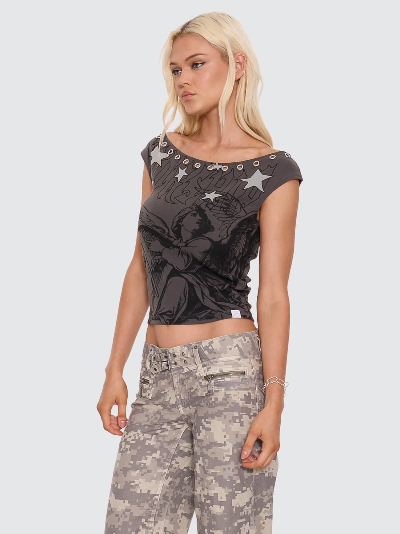 Fascination Cold Shoulder Top - Worn Black 4