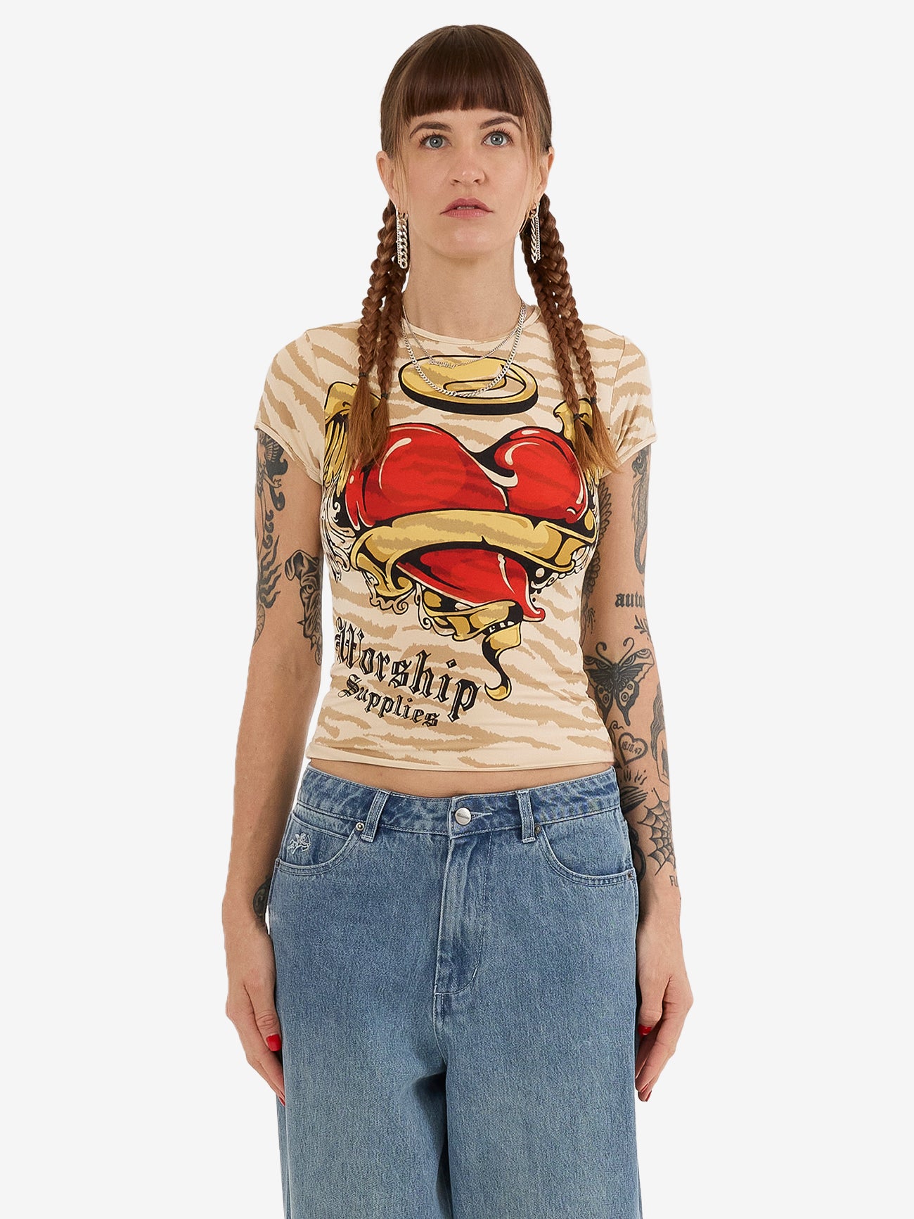 Eat Ur Heart Out Cap Sleeve Top - Nude 4