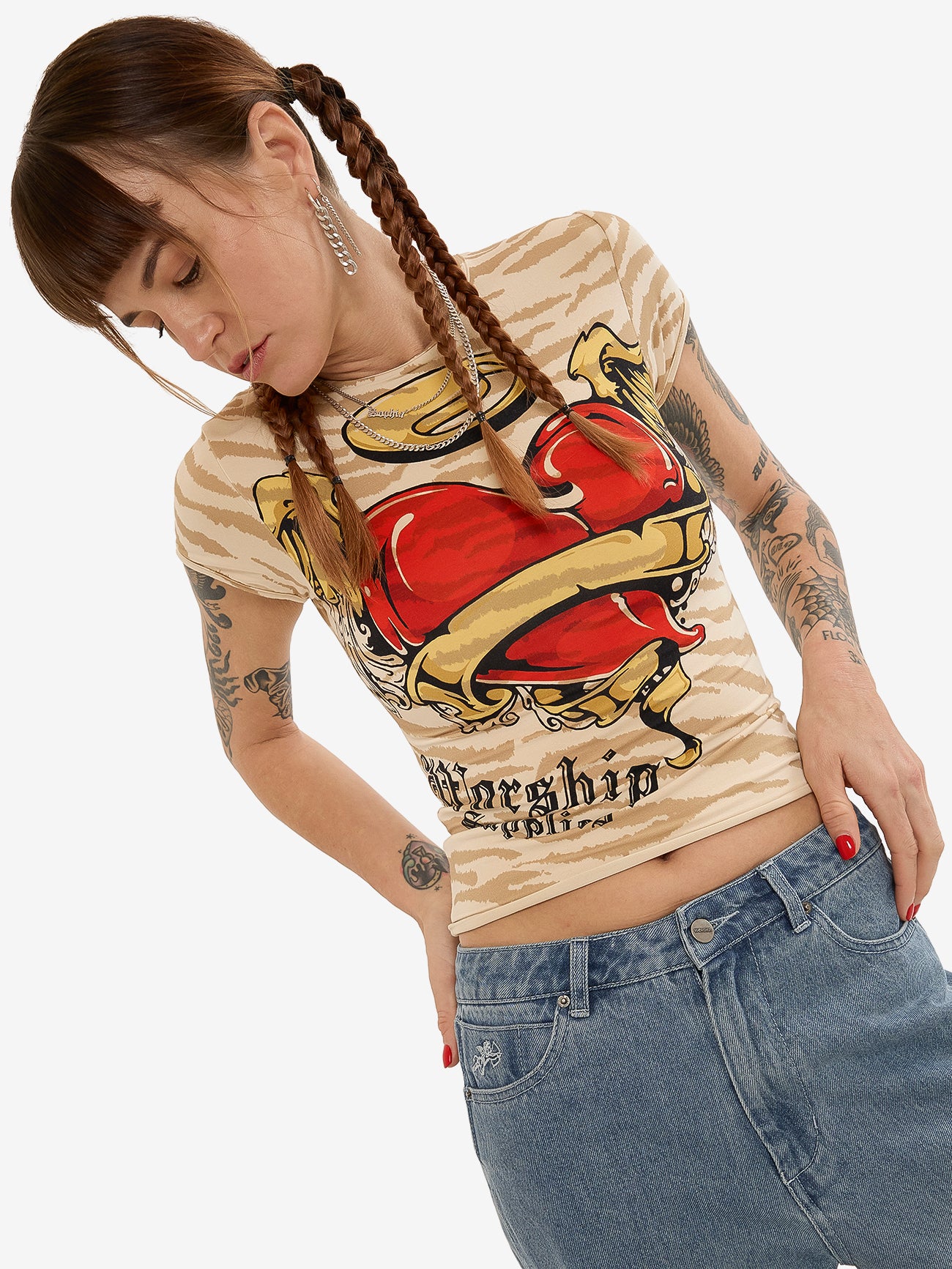 Eat Ur Heart Out Cap Sleeve Top - Nude 4