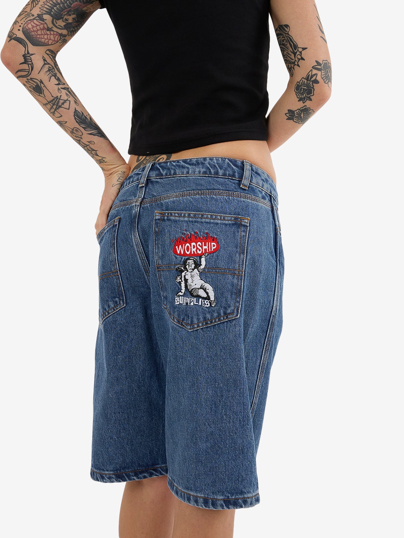 Hold Up Worship Big Baggy Short - Sky High Blue 4