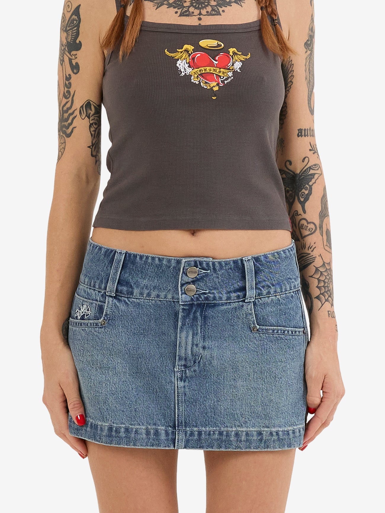 Eat Ur Heart Out Micro Skirt - Dirty Rage Blue 4