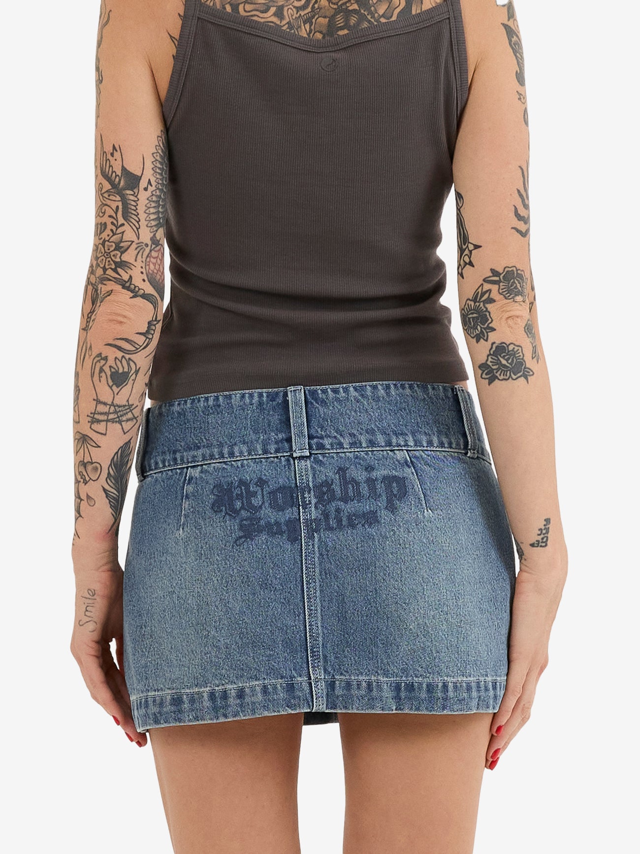 Eat Ur Heart Out Micro Skirt - Dirty Rage Blue 4