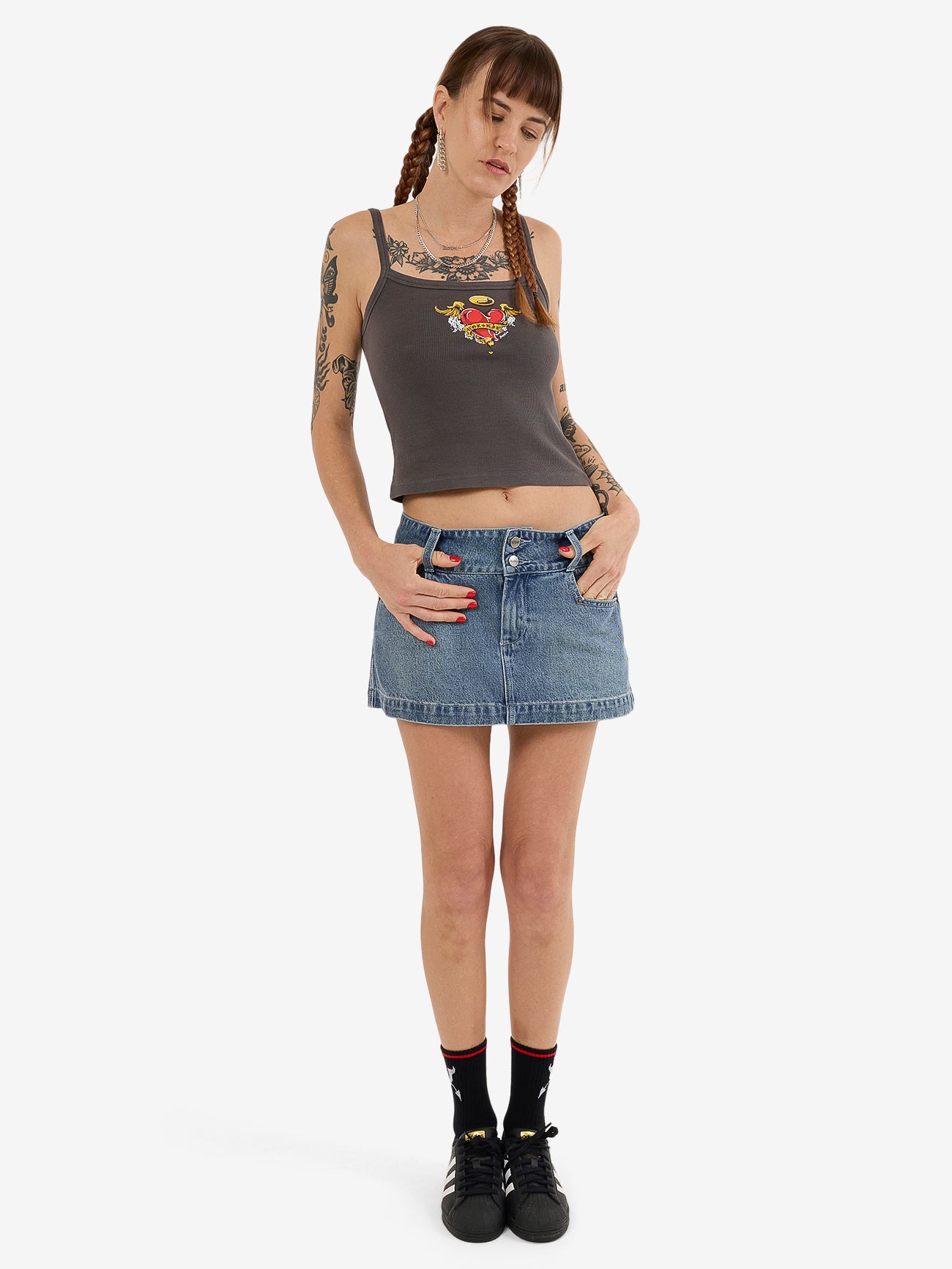 Eat Ur Heart Out Micro Skirt - Dirty Rage Blue 4