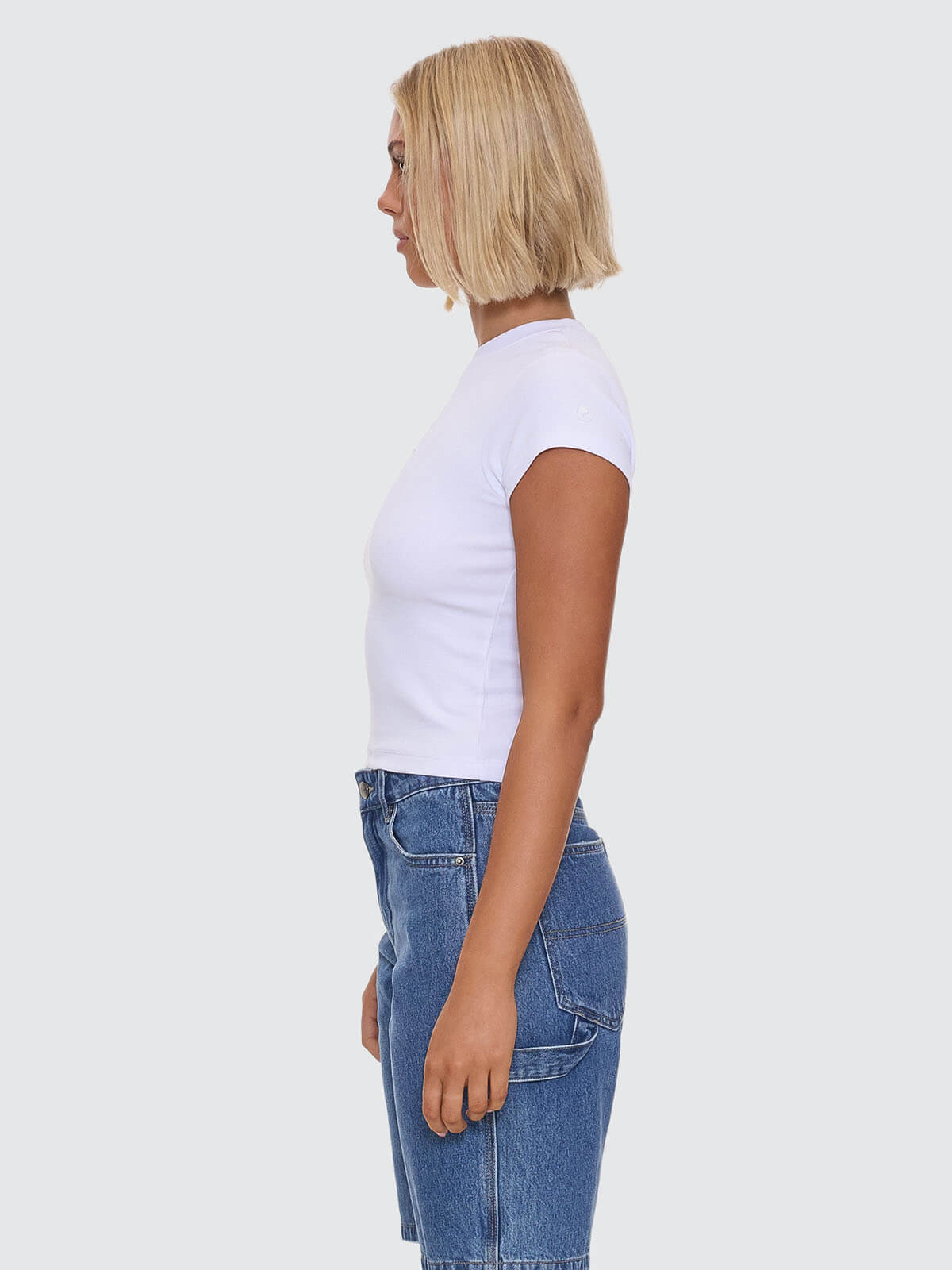 Cherub Cap Sleeve Tee - White - Blue 4