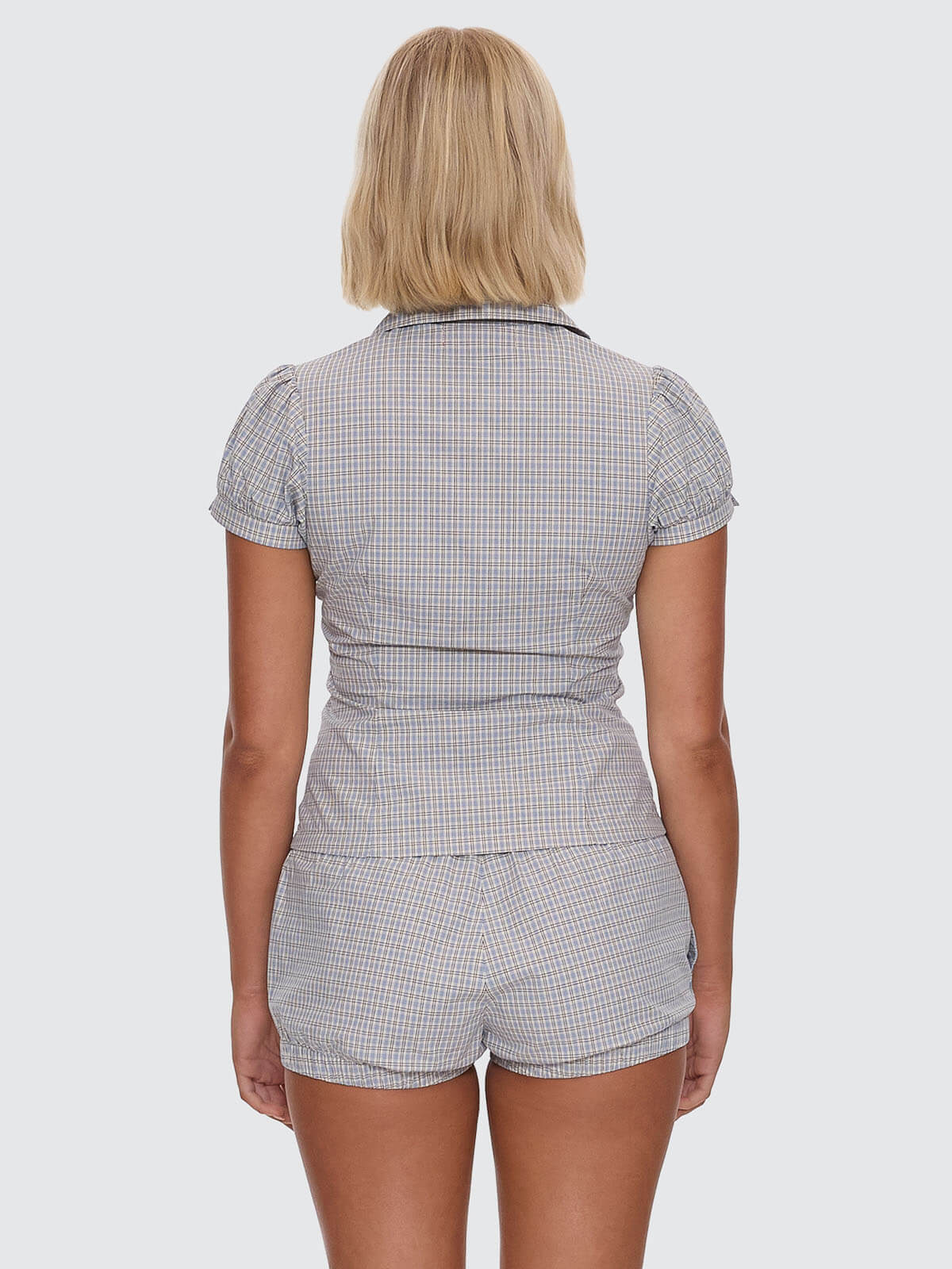 Push Back Short Sleeve Shirt - Blue 4