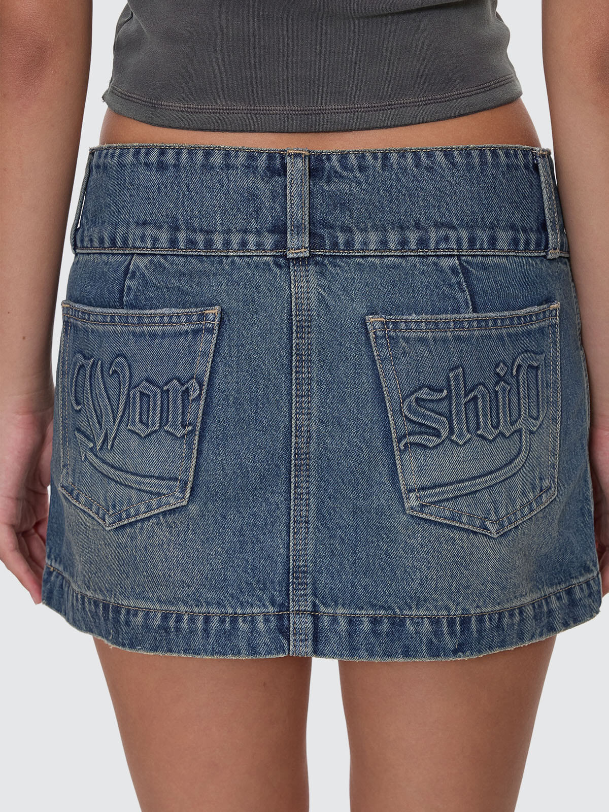 Devlish Micro Skirt - Dirty Mid Blue 4