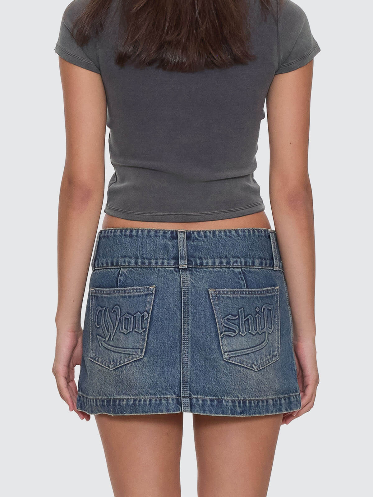 Devlish Micro Skirt - Dirty Mid Blue 4