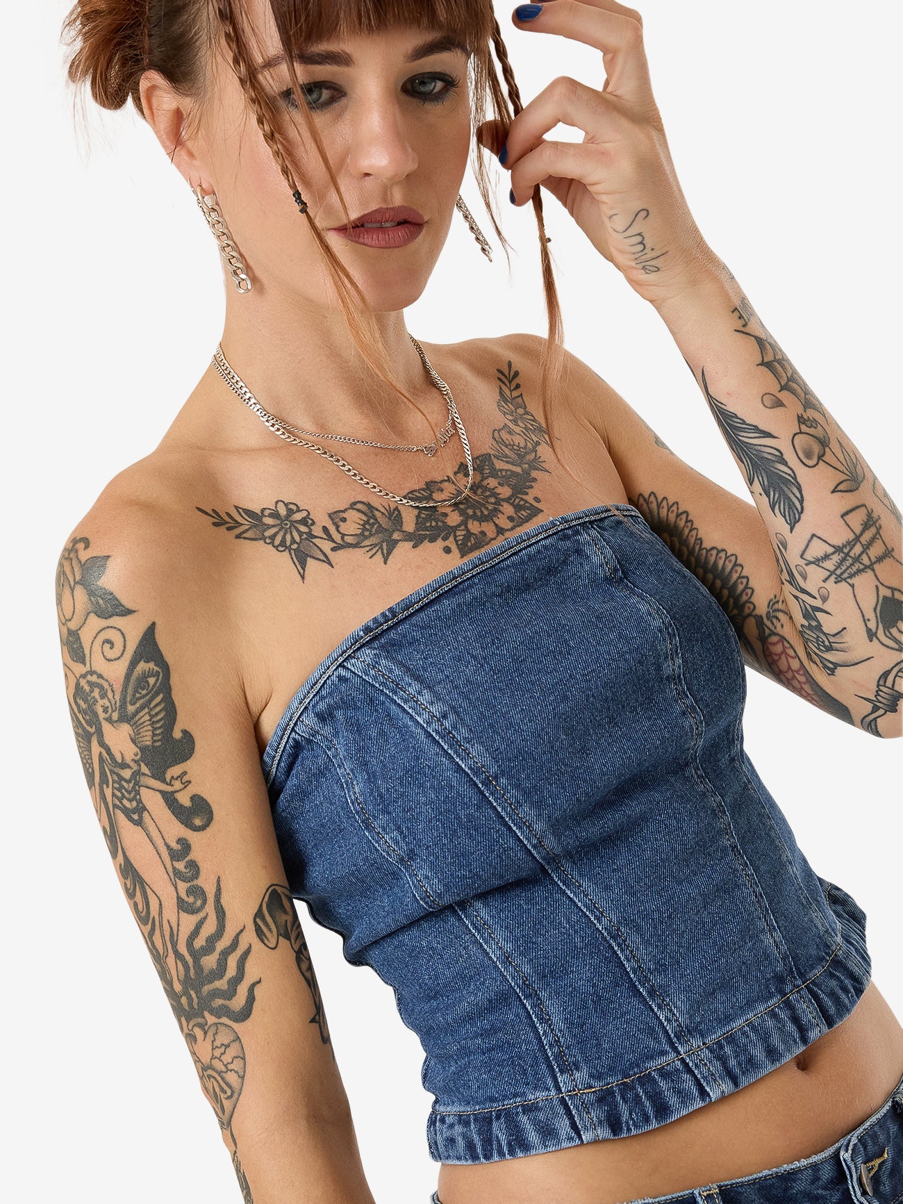 Blue Baby Denim Tube Top - Worn Blue Rinse 4