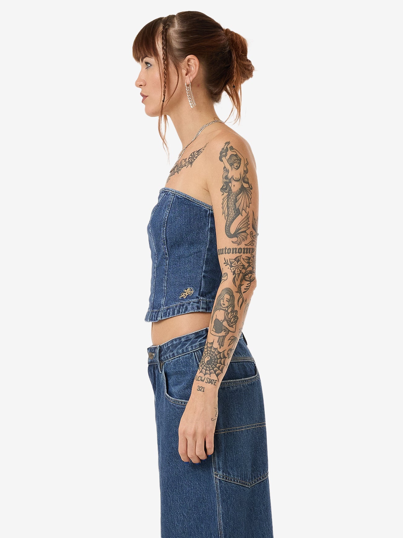 Blue Baby Denim Tube Top - Worn Blue Rinse 4