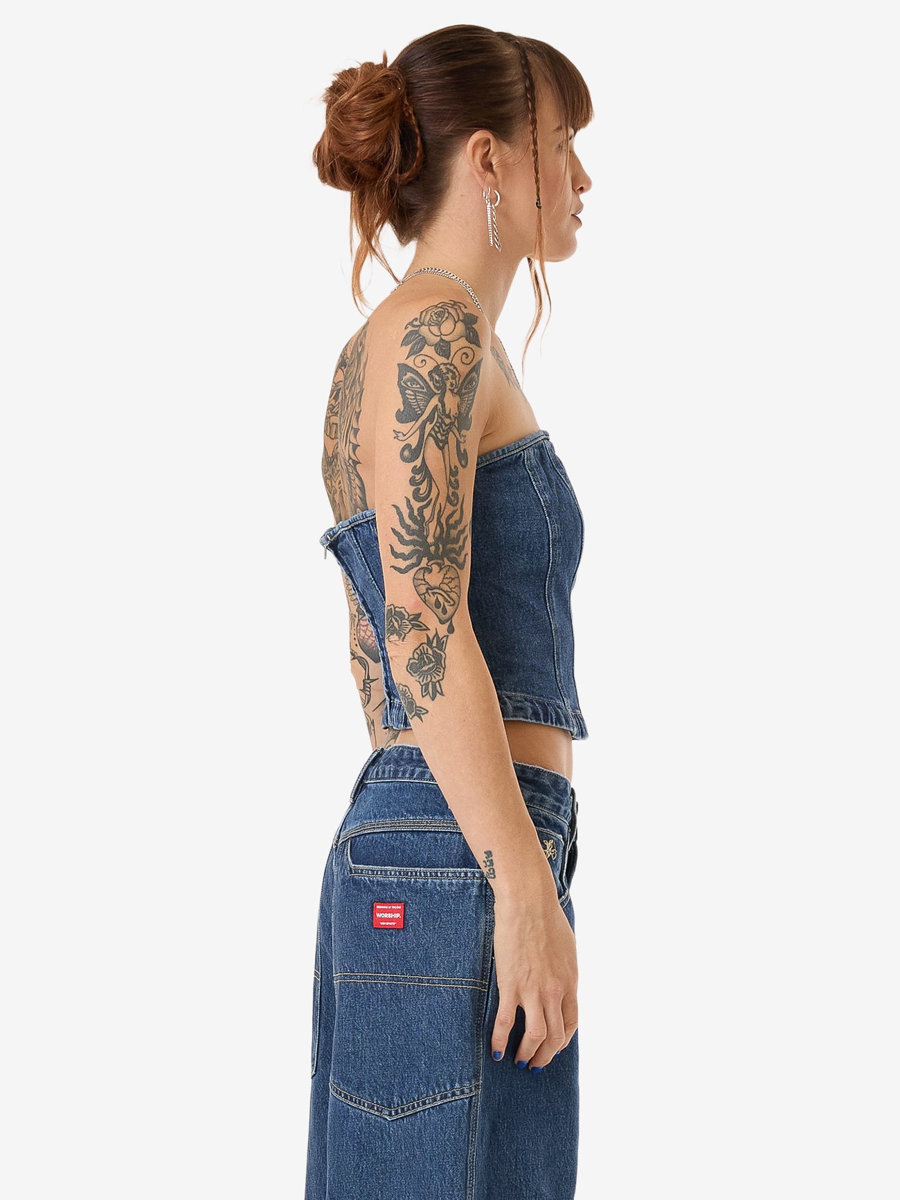 Blue Baby Denim Tube Top - Worn Blue Rinse 4