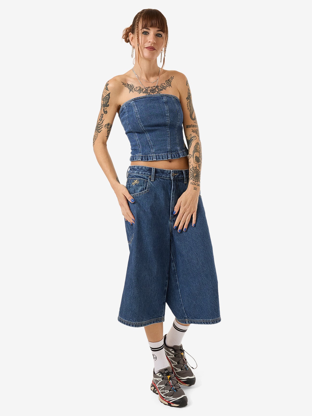 Blue Baby Denim Tube Top - Worn Blue Rinse 4