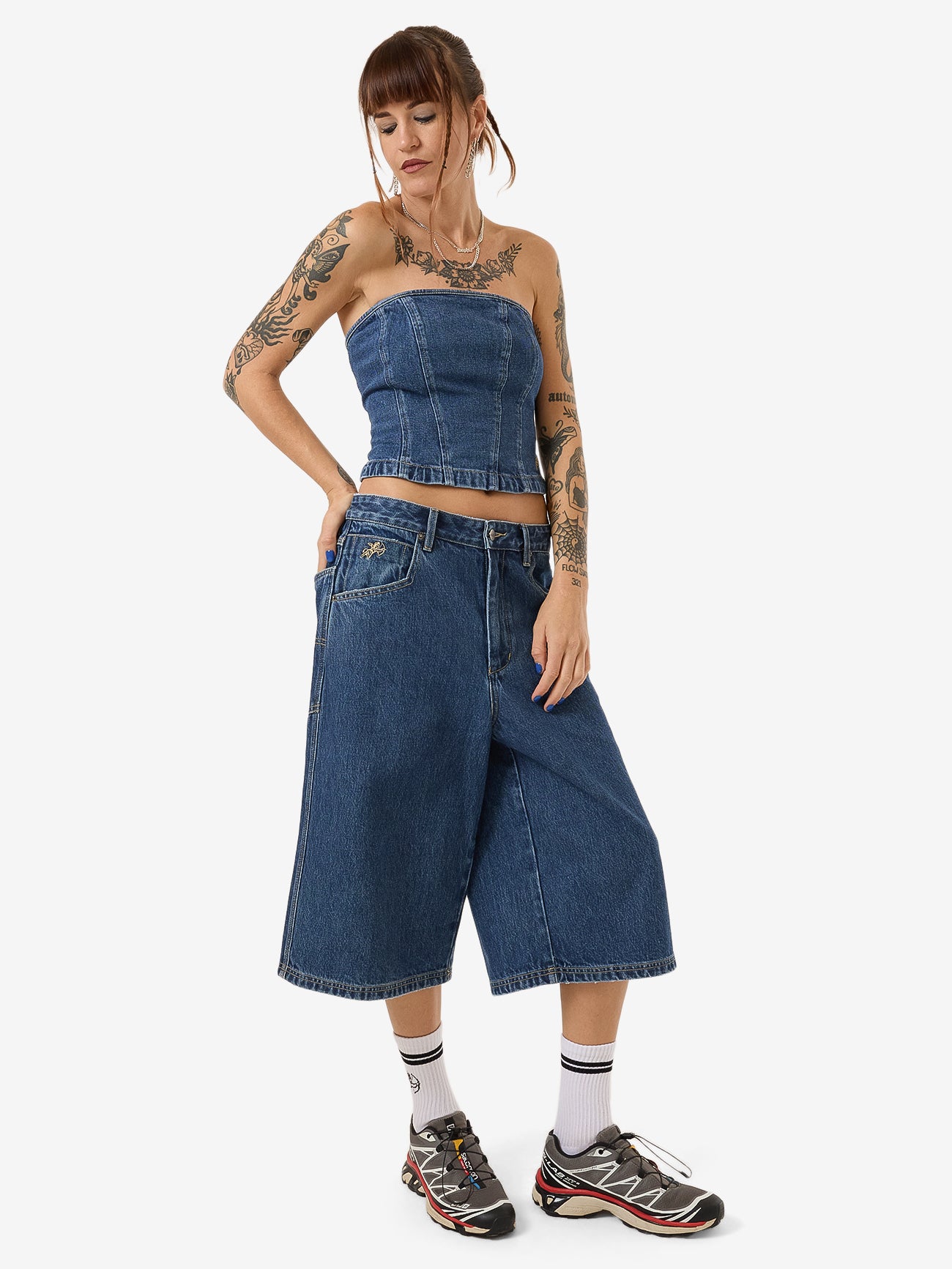 Blue Baby Denim Tube Top - Worn Blue Rinse 4