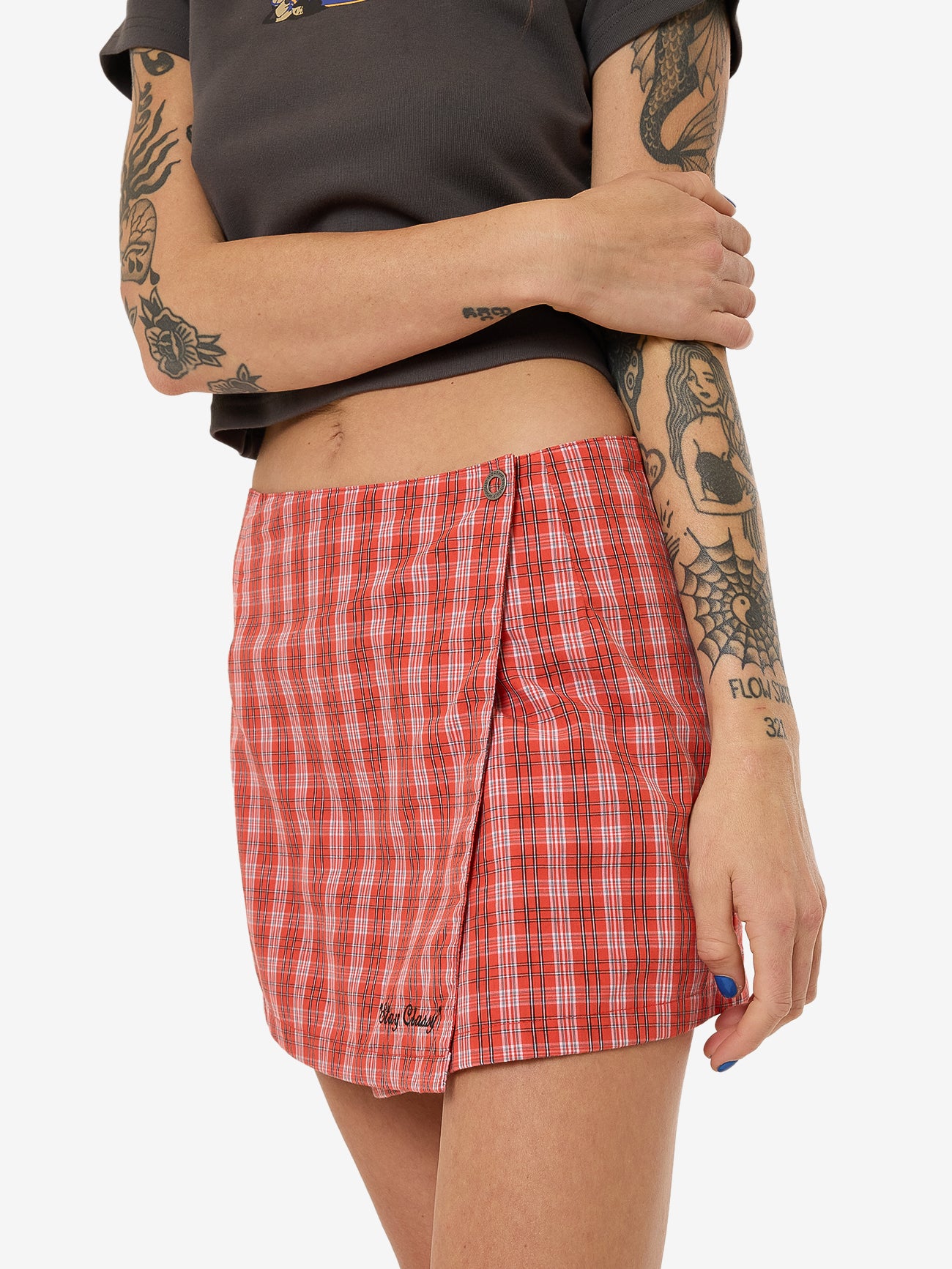 Class Micro Wrap Skirt - Tomato Red 4