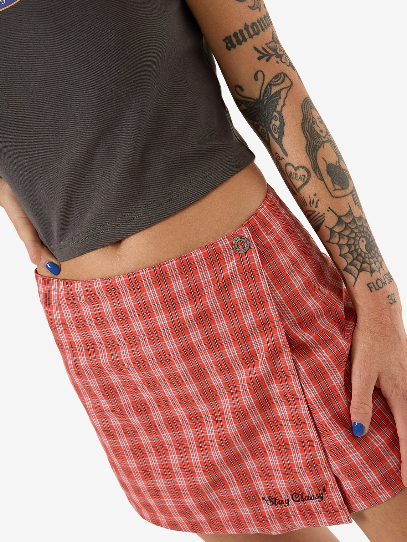 Class Micro Wrap Skirt - Tomato Red 4