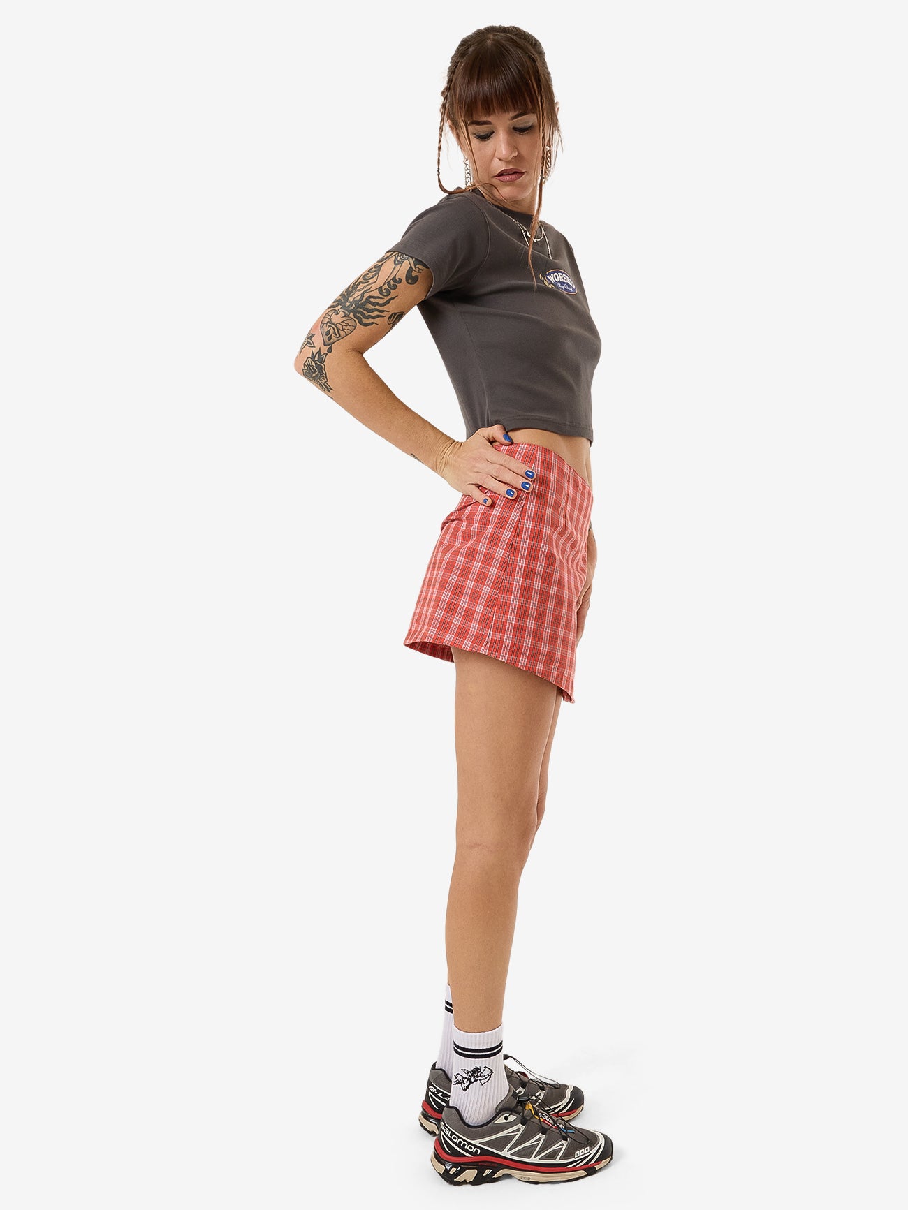 Class Micro Wrap Skirt - Tomato Red 4