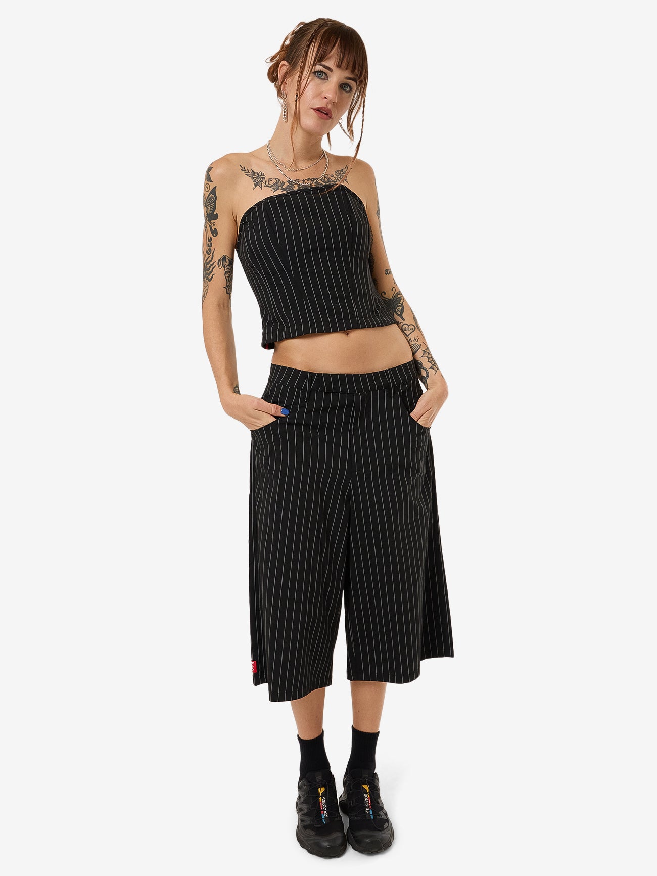 Bewitch Longboy Short - Charcoal Pinstripe 4