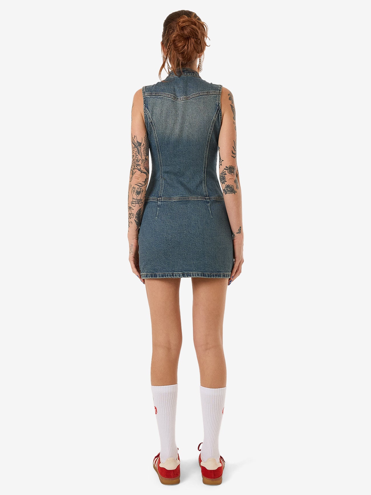 Speedy Denim Mini Dress - Dirty Mid Blue 4