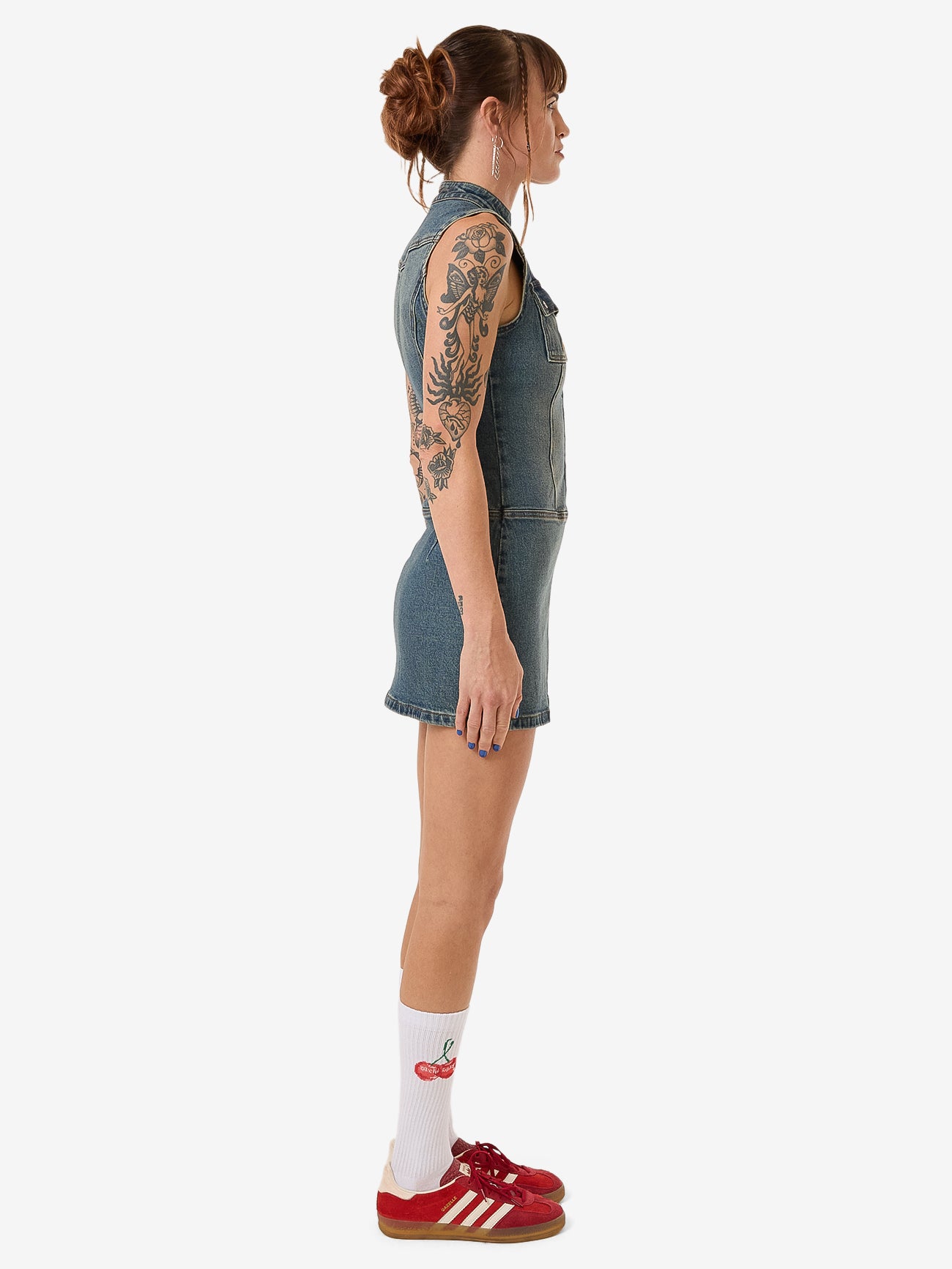 Speedy Denim Mini Dress - Dirty Mid Blue 4