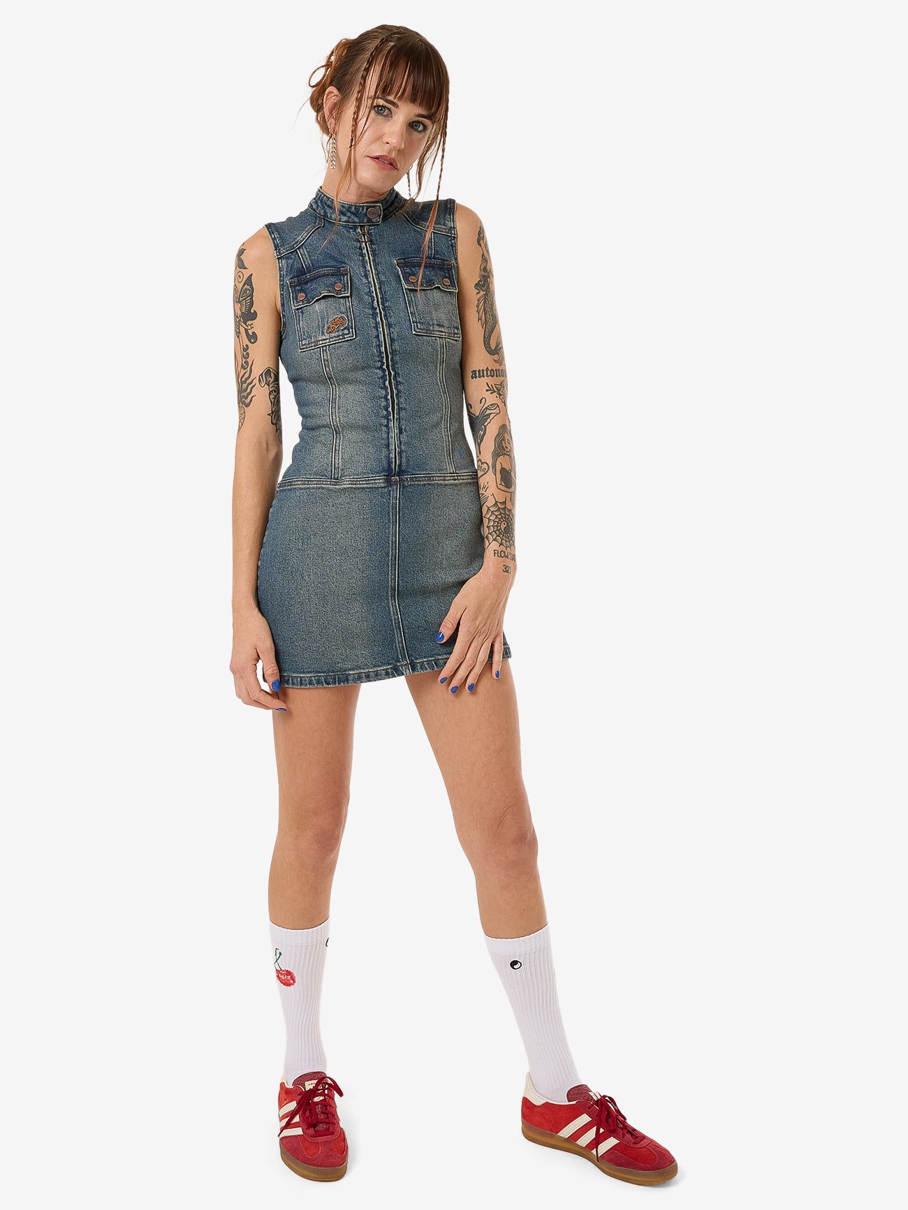 Speedy Denim Mini Dress - Dirty Mid Blue 4