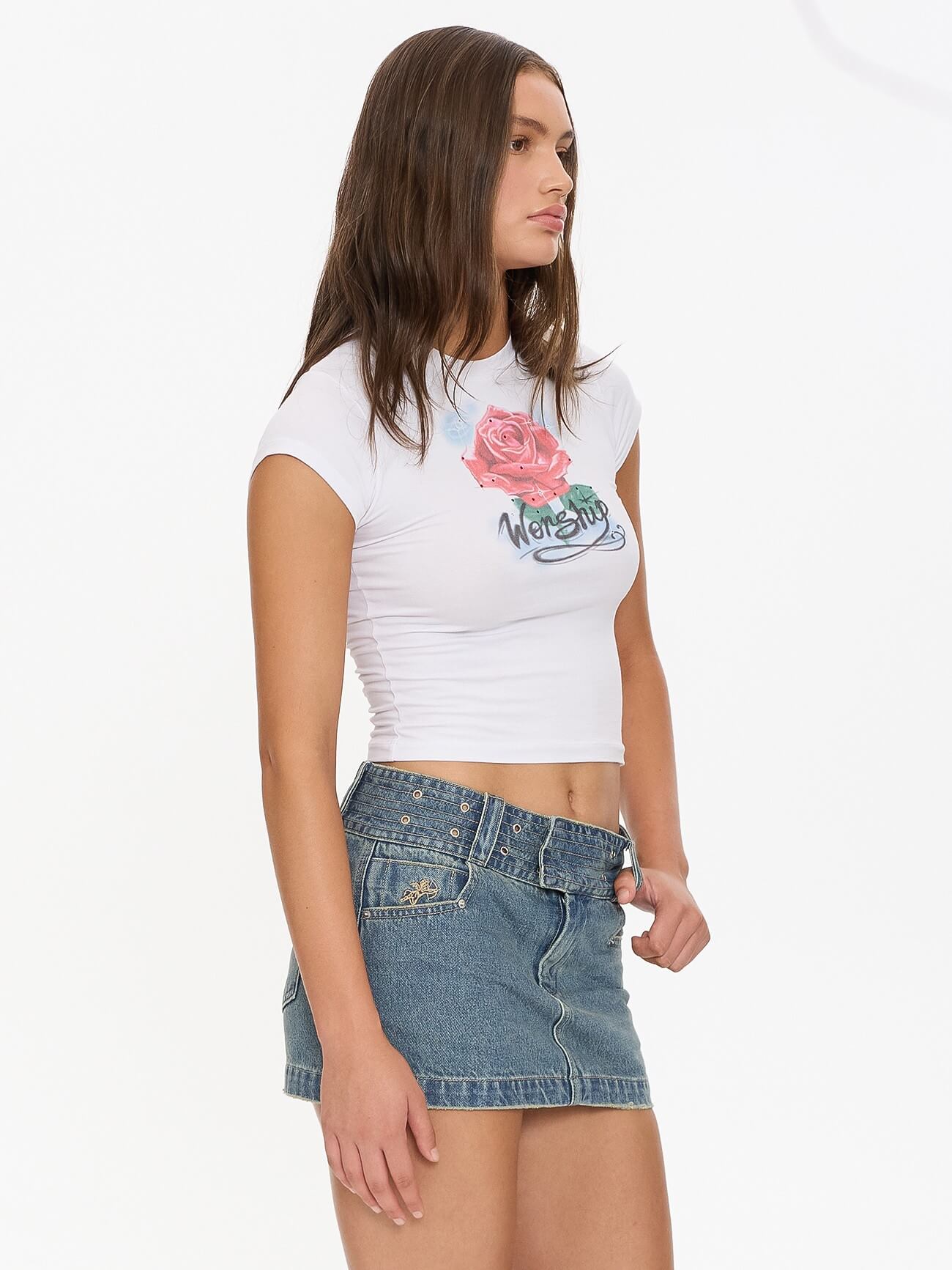 Thorny Cap Sleeve Tee - White 4