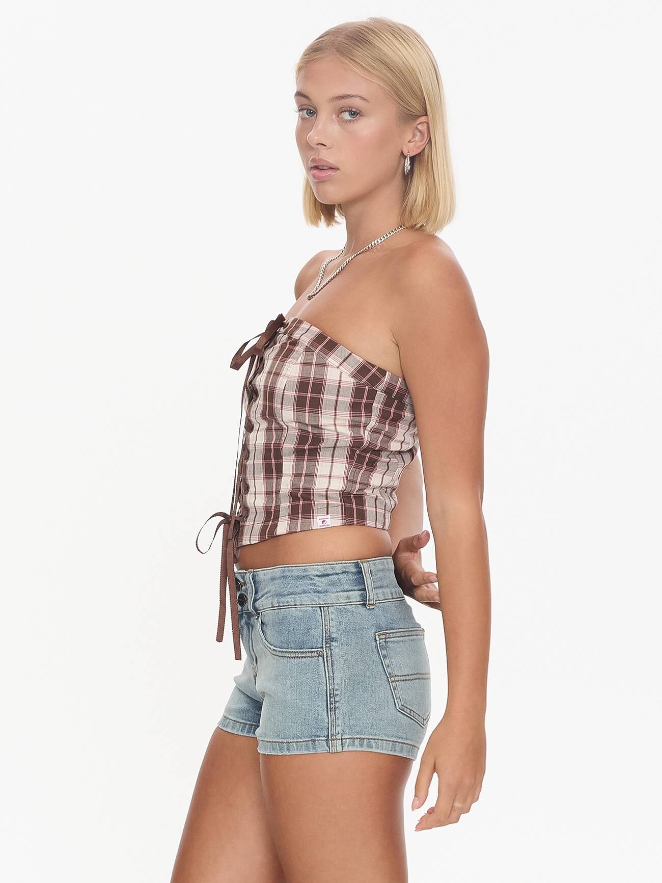 Unlocked Lace Up Tube Top - Chocolate 4
