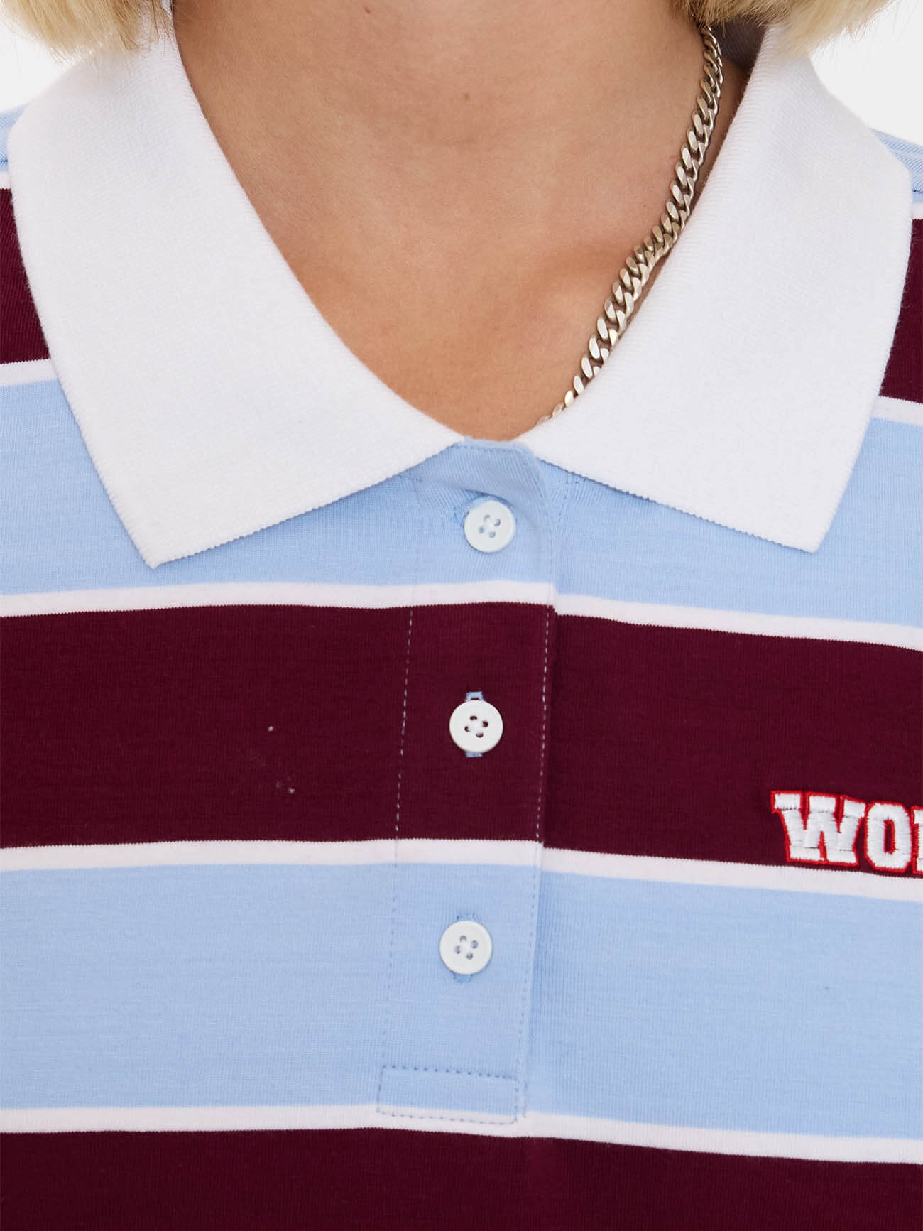 Belter Box Fit Polo - Willow Blue - Deep Cherry 4