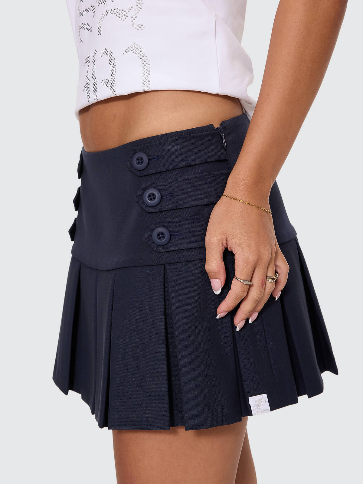 Venus Pleated Micro Skirt - Navy 4