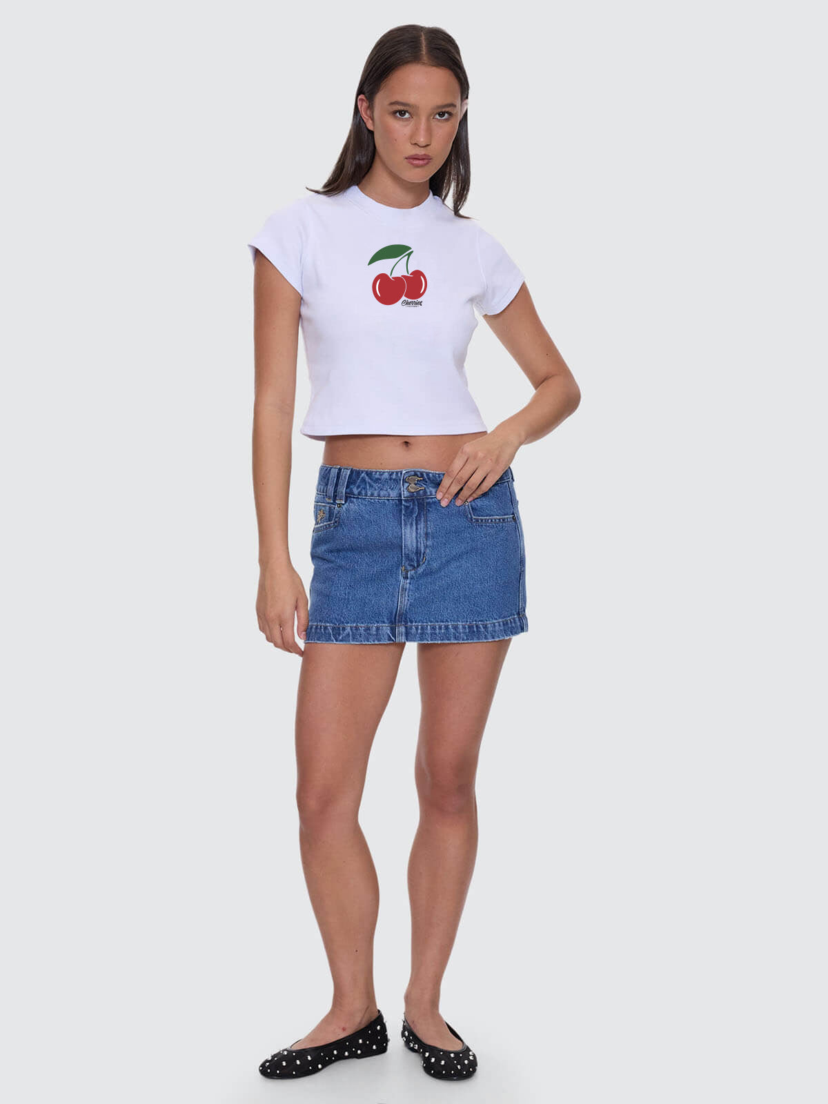 Cherries Tattoo Teeny Tee - White