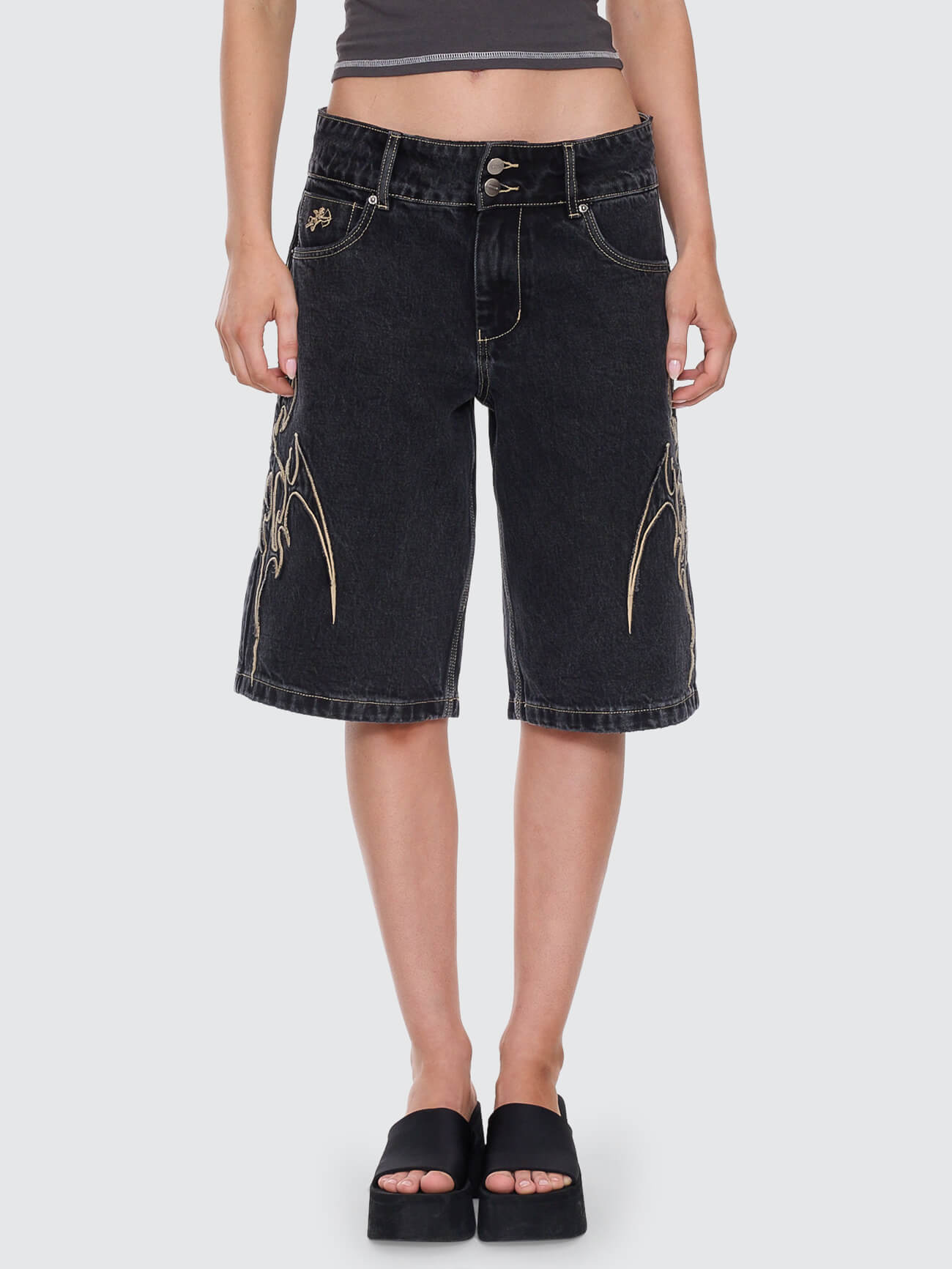 At Peace 00s Big Baggy Short - Black Rinse