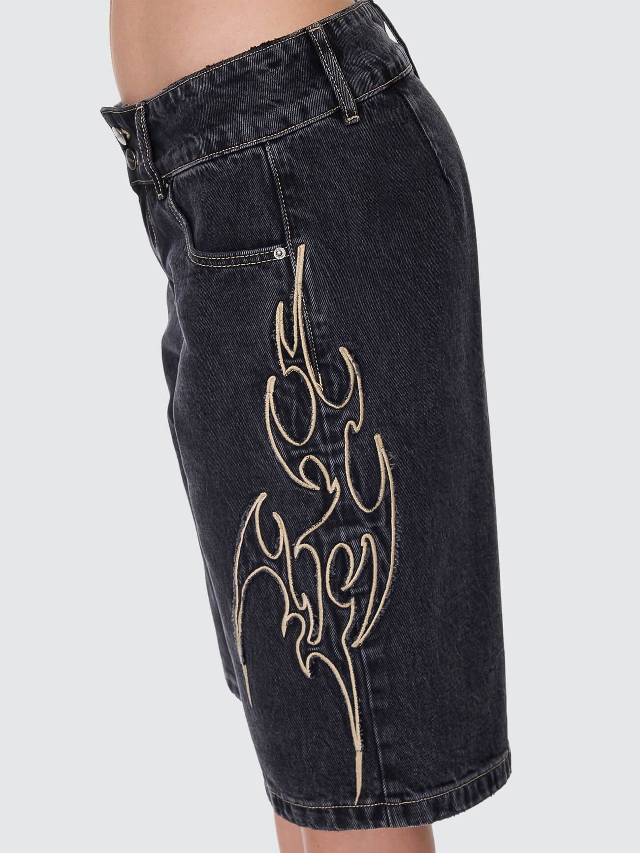 At Peace 00s Big Baggy Short - Black Rinse