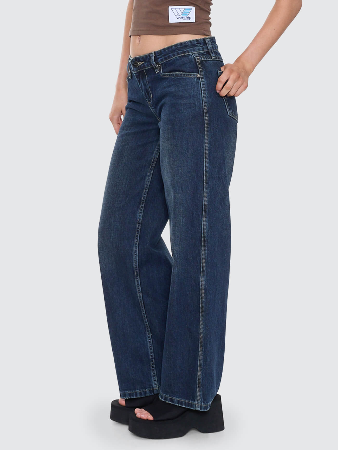 Rebellion Baggy Low Rider Jean - Dirty Midnight Blue