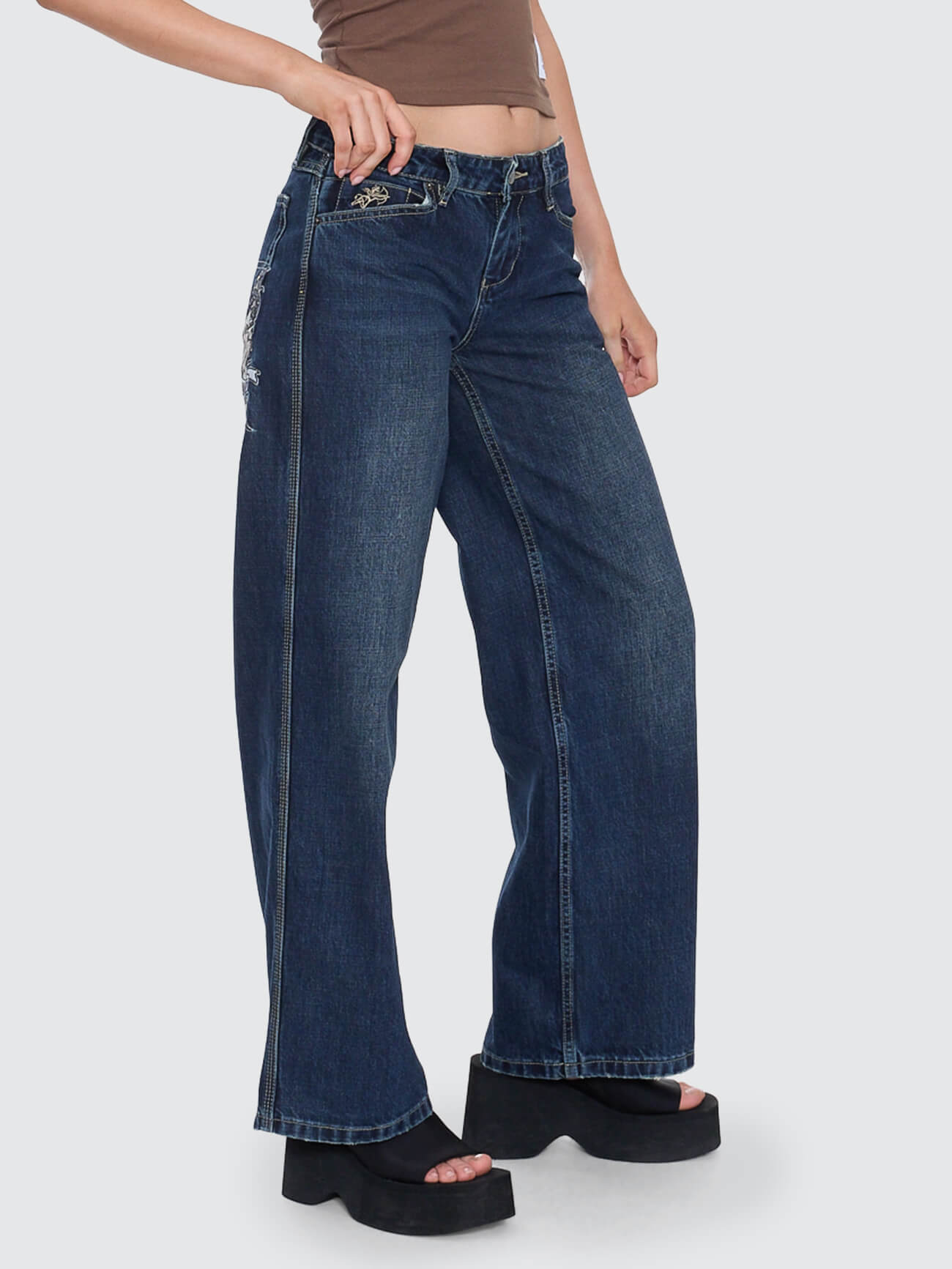 Rebellion Baggy Low Rider Jean - Dirty Midnight Blue
