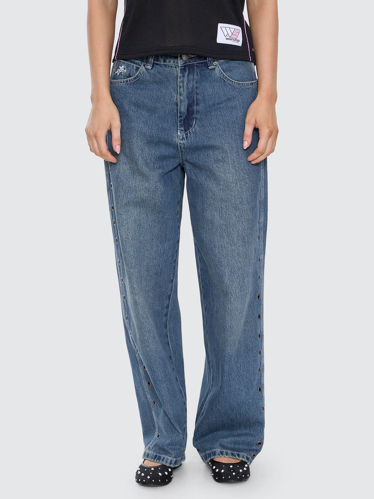 Vortex Big Baggy Jean - Dirty Mid Blue