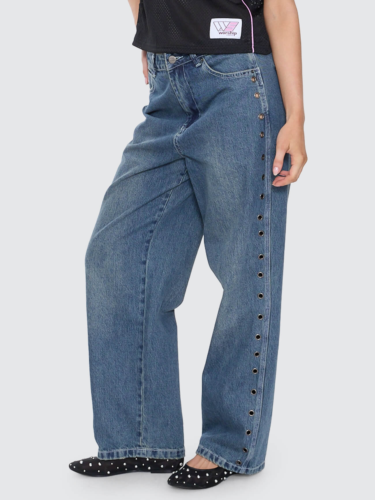 Vortex Big Baggy Jean - Dirty Mid Blue