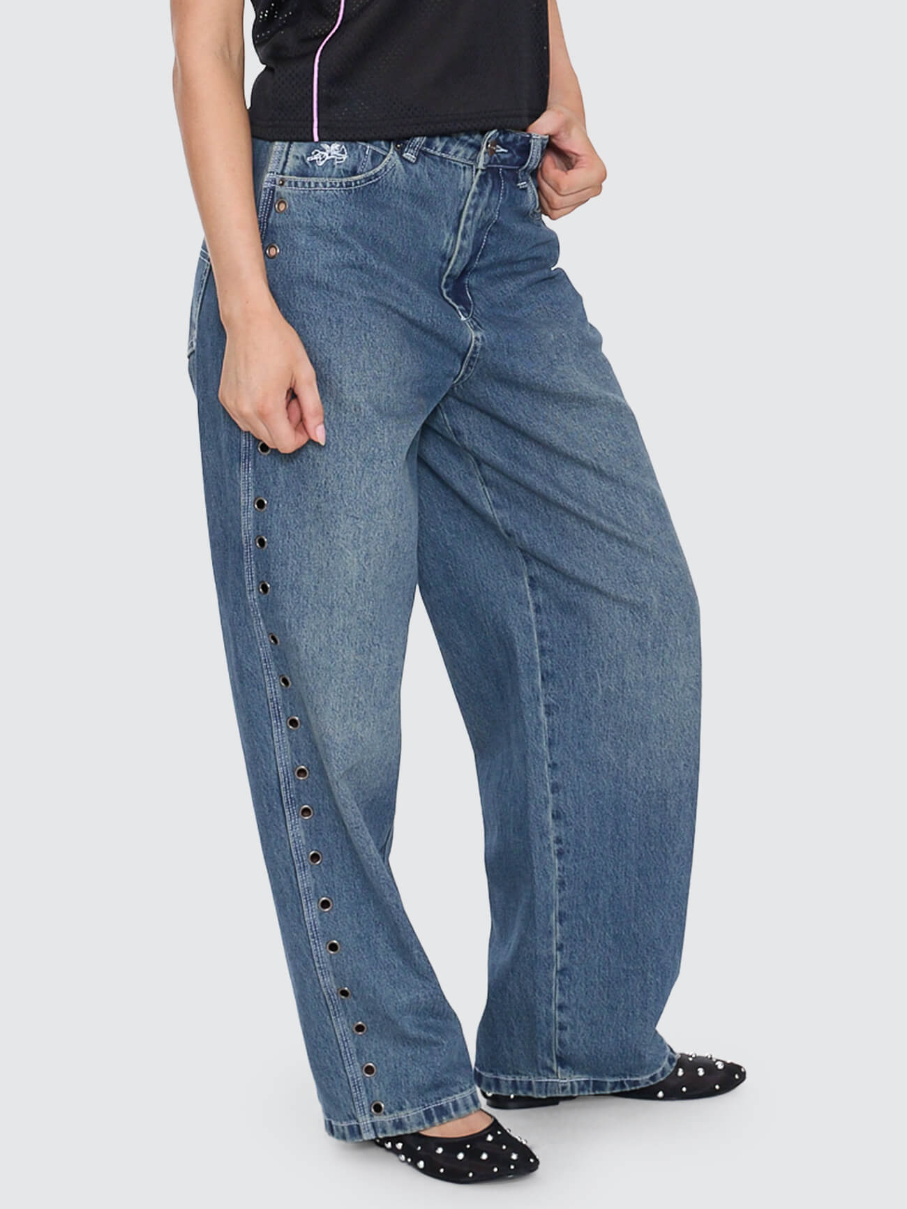 Vortex Big Baggy Jean - Dirty Mid Blue