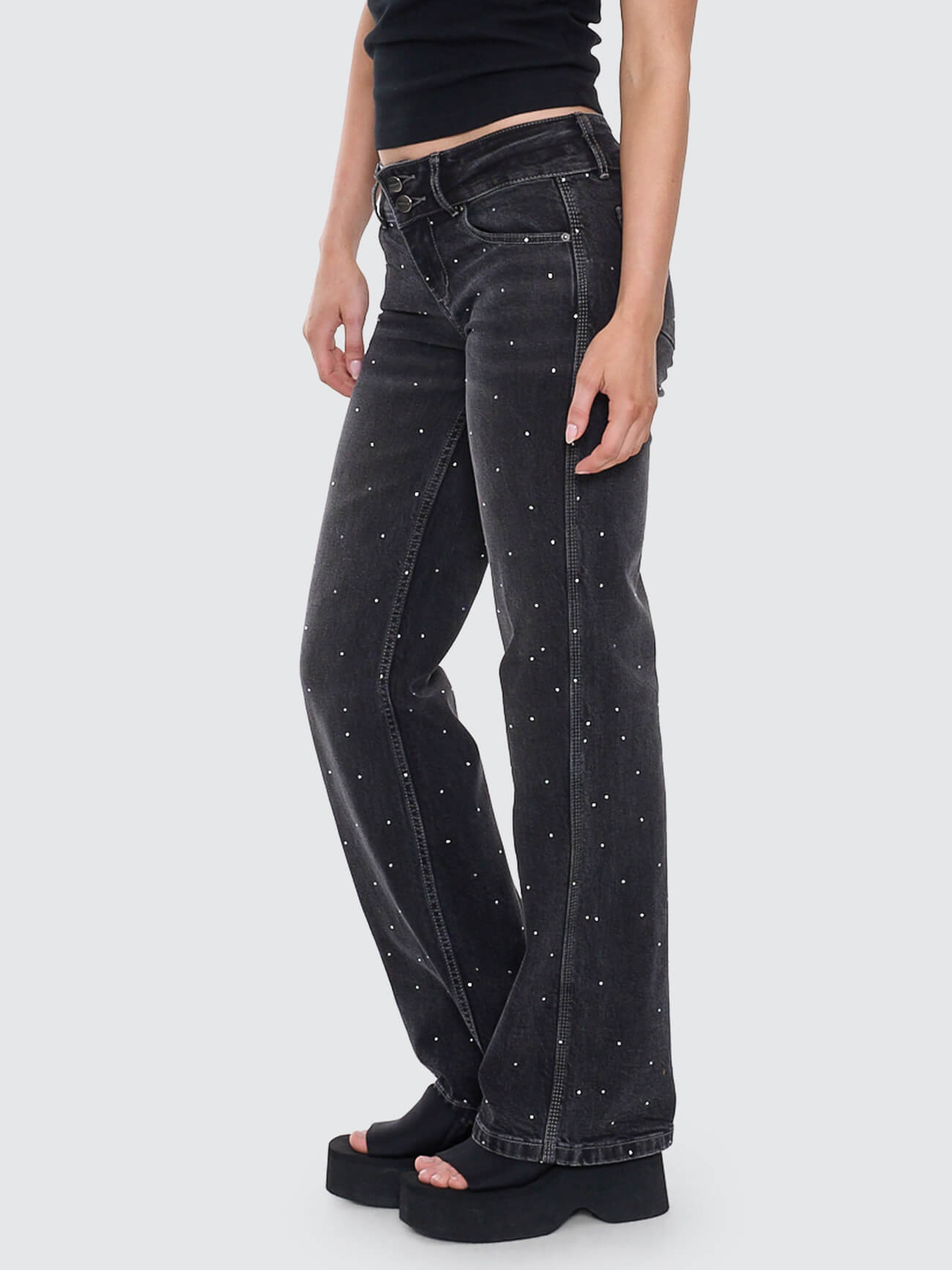 Shatter Bootcut Low Rider Jean - Black Rinse