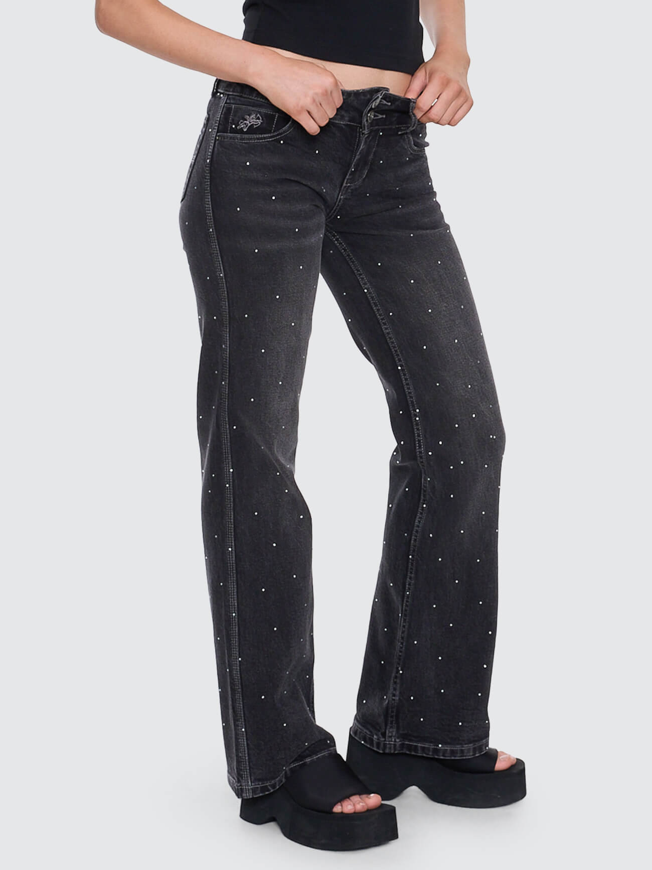 Shatter Bootcut Low Rider Jean - Black Rinse