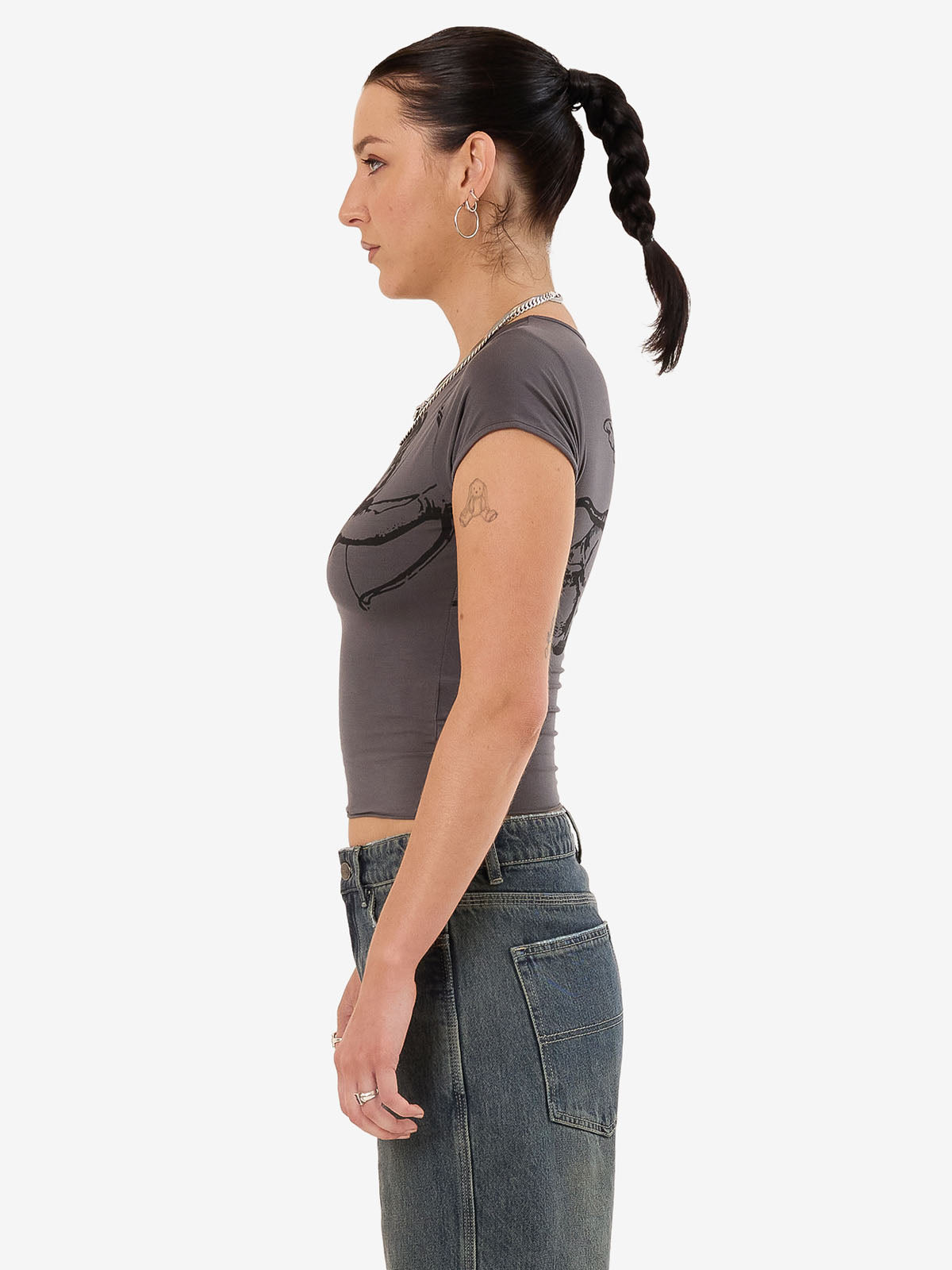 Cherub Cap Sleeve Top - Worn Black