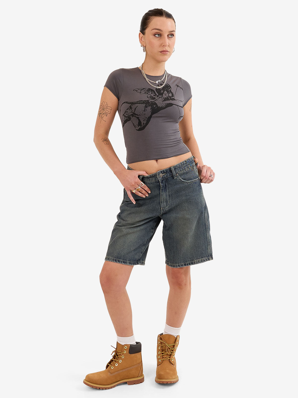 Cherub Cap Sleeve Top - Worn Black