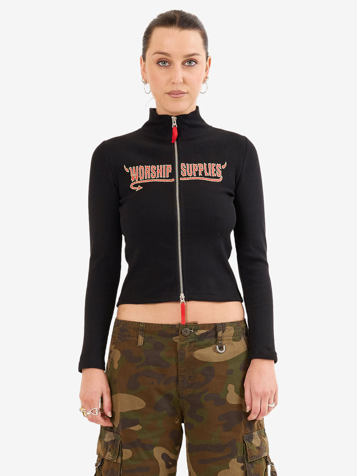 Who Me? Zip Front Top - Black