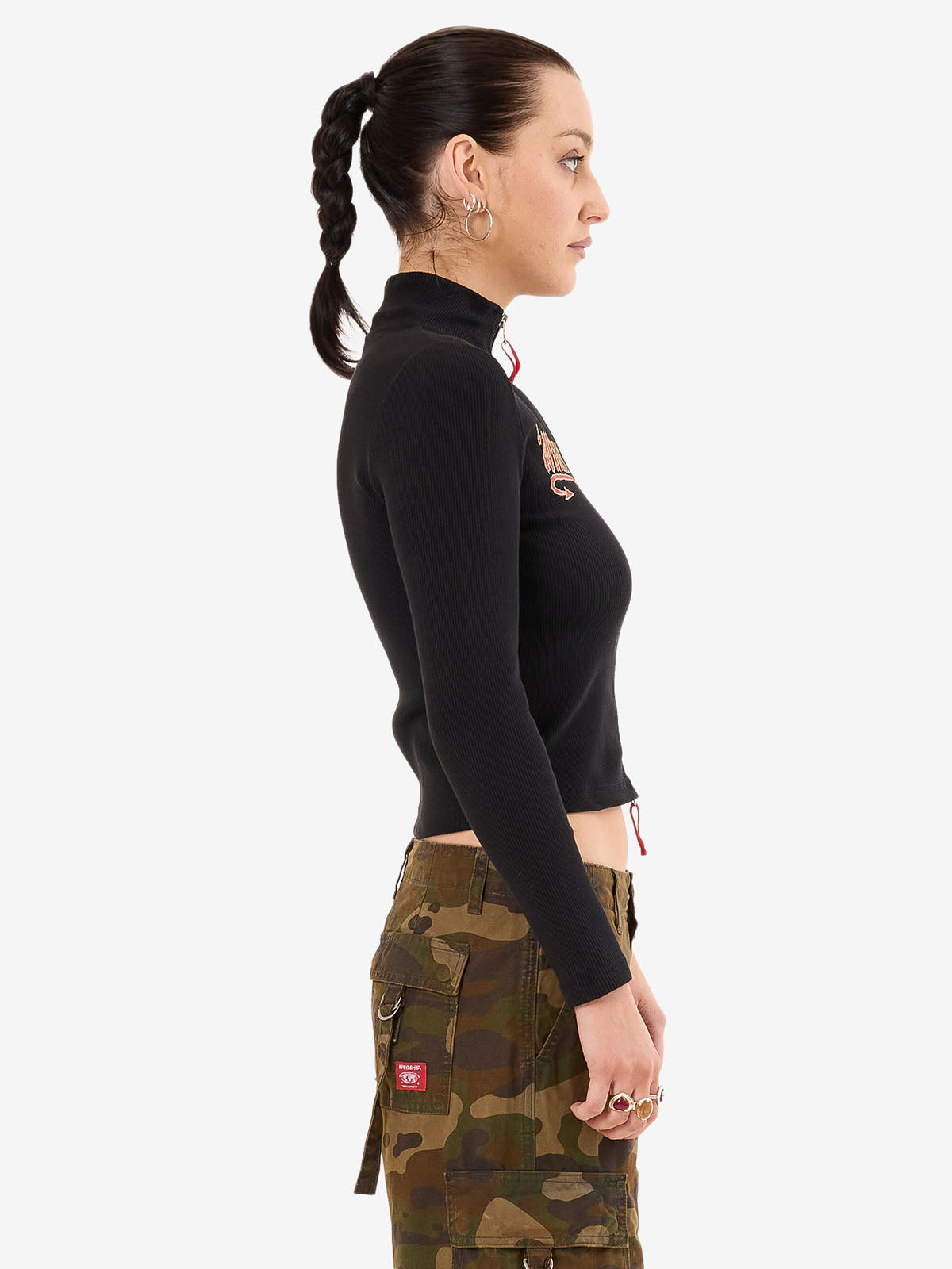 Who Me? Zip Front Top - Black