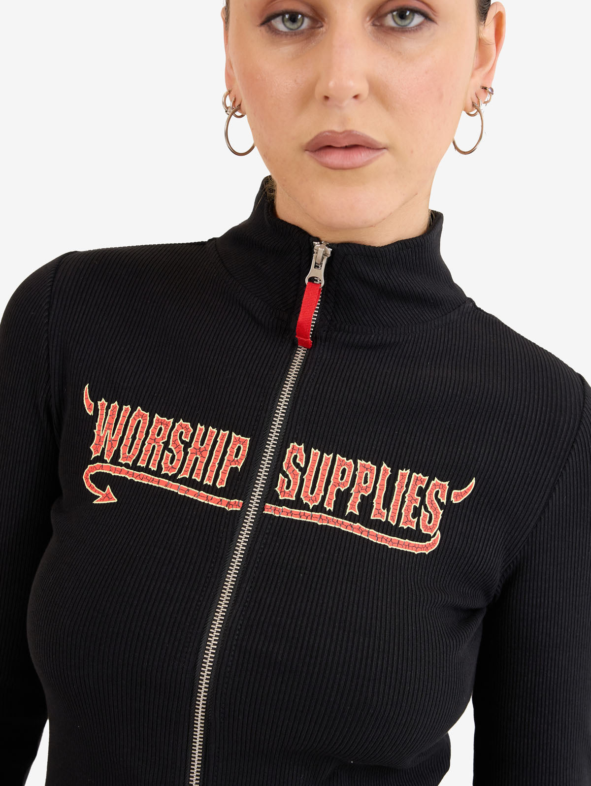 Who Me? Zip Front Top - Black