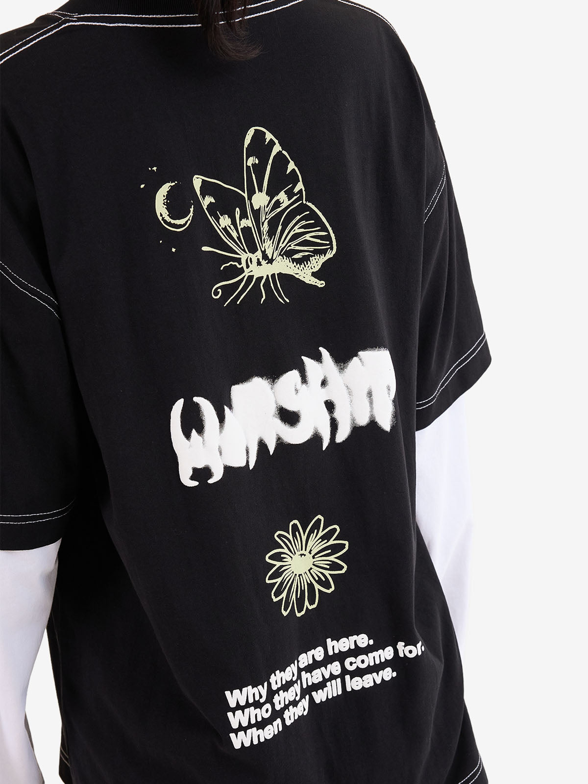 Never Assume Oversize Double Sleeve Tee - Black