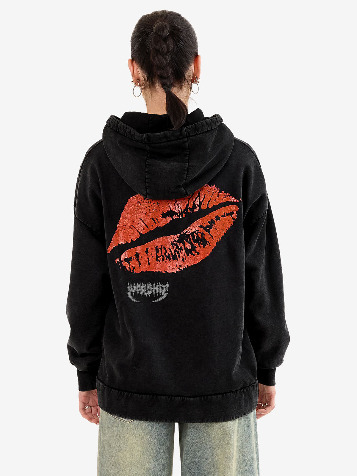 Kiss Me Zip Front Hood - Black