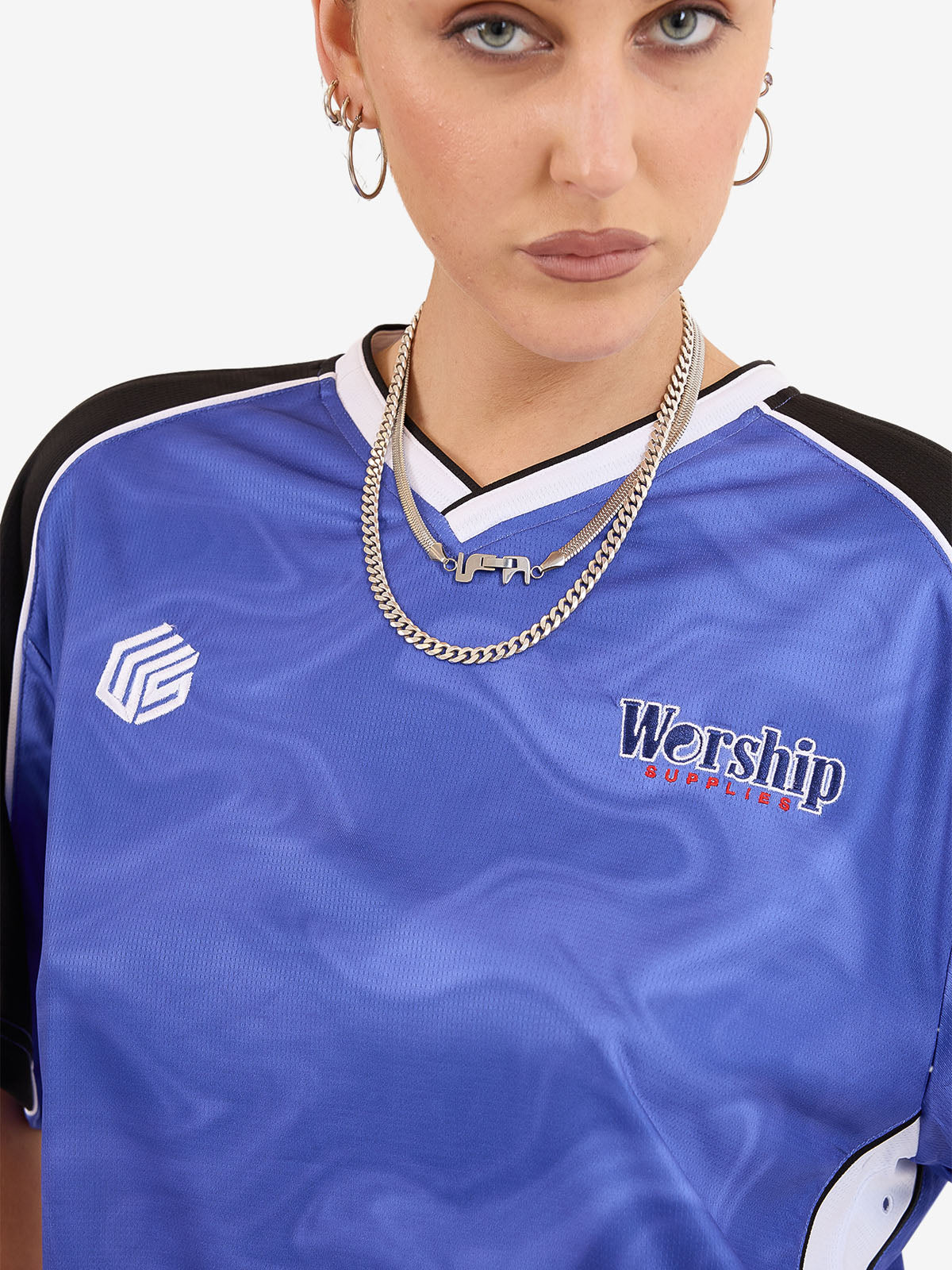 Smoko V Neck Football Jersey - Cobalt