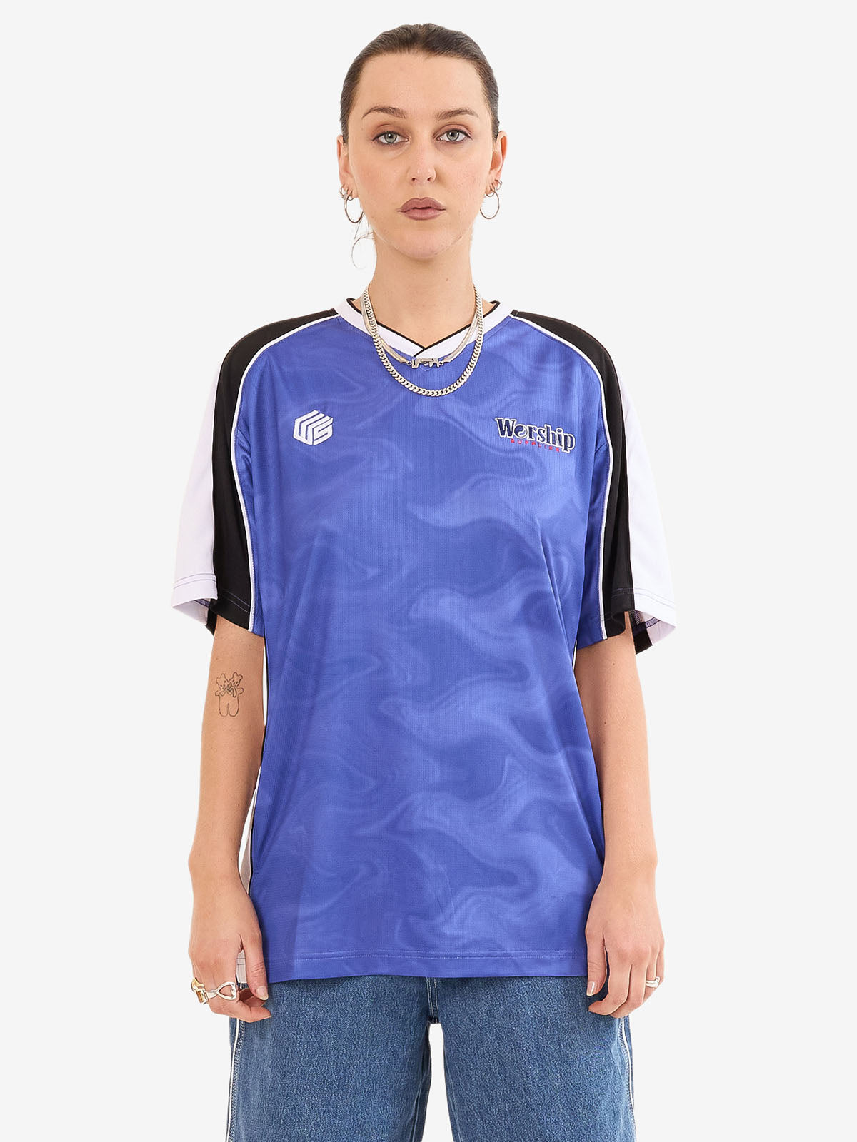 Smoko V Neck Football Jersey - Cobalt