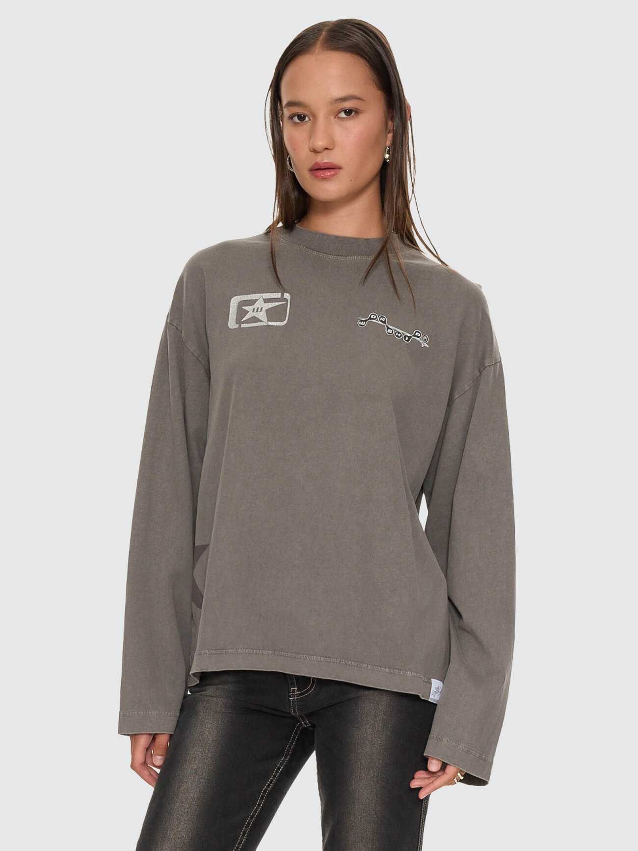 Spacer Oversized Long Sleeve Tee - Steel Grey 4