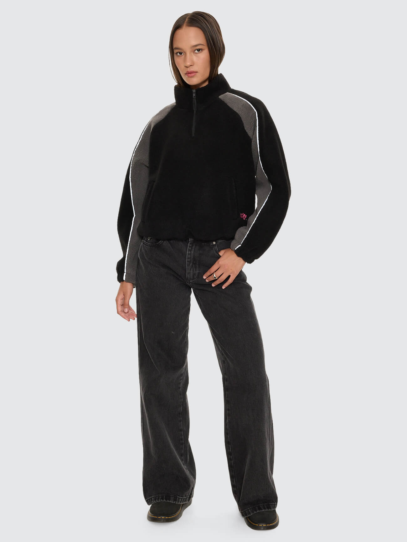 Tainted Quarter Zip Sherpa Fleece - Black 4