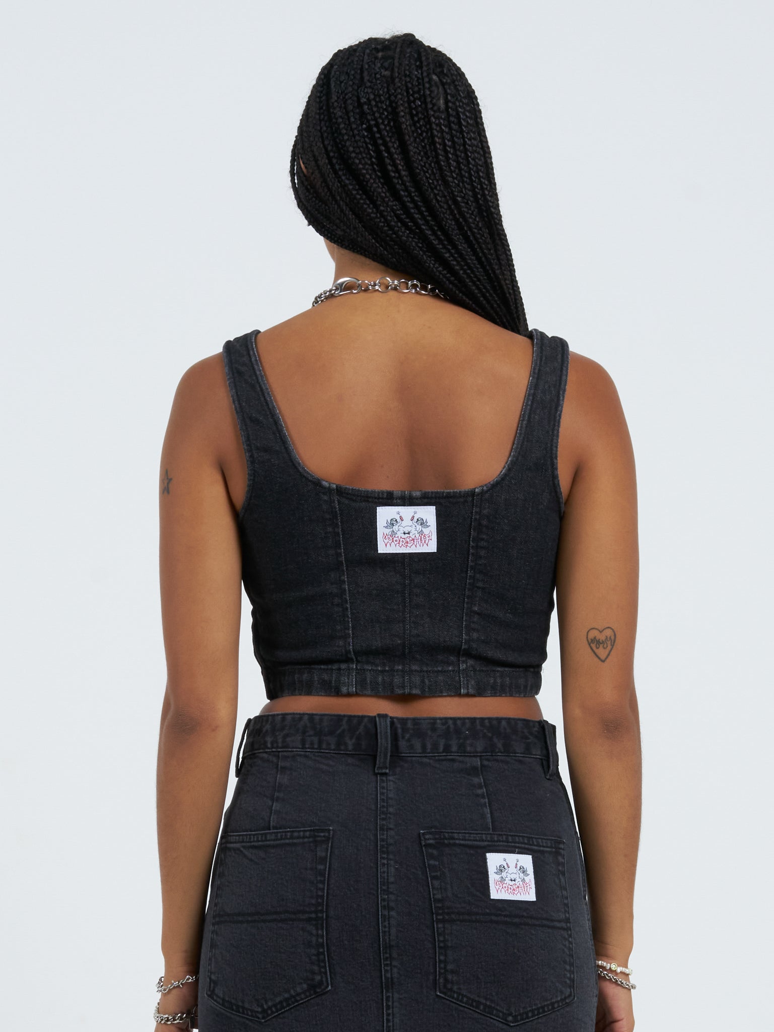 Mysteries Denim Corset Top - Used Black