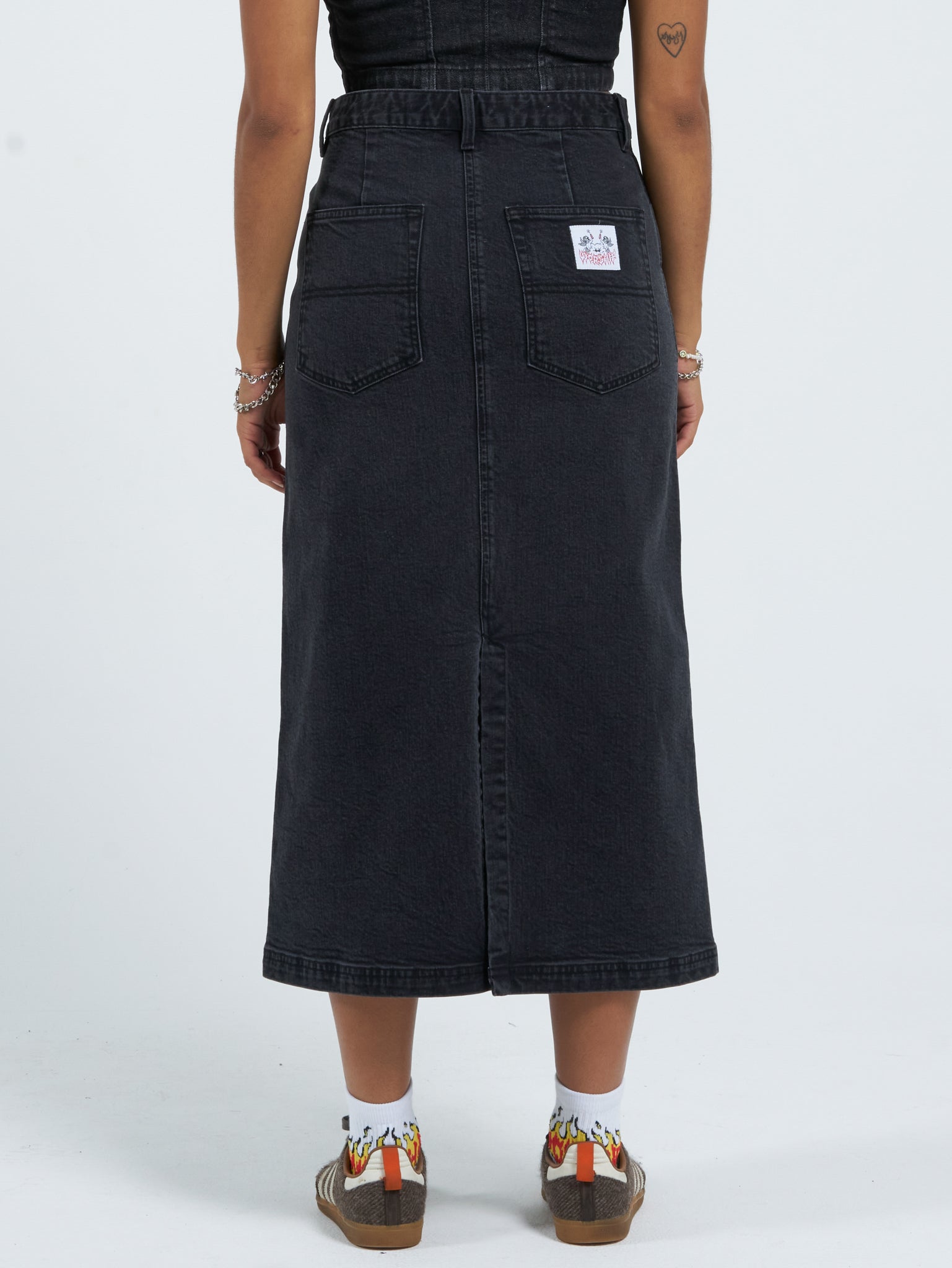 Mysteries Denim Maxi Skirt - Used Black